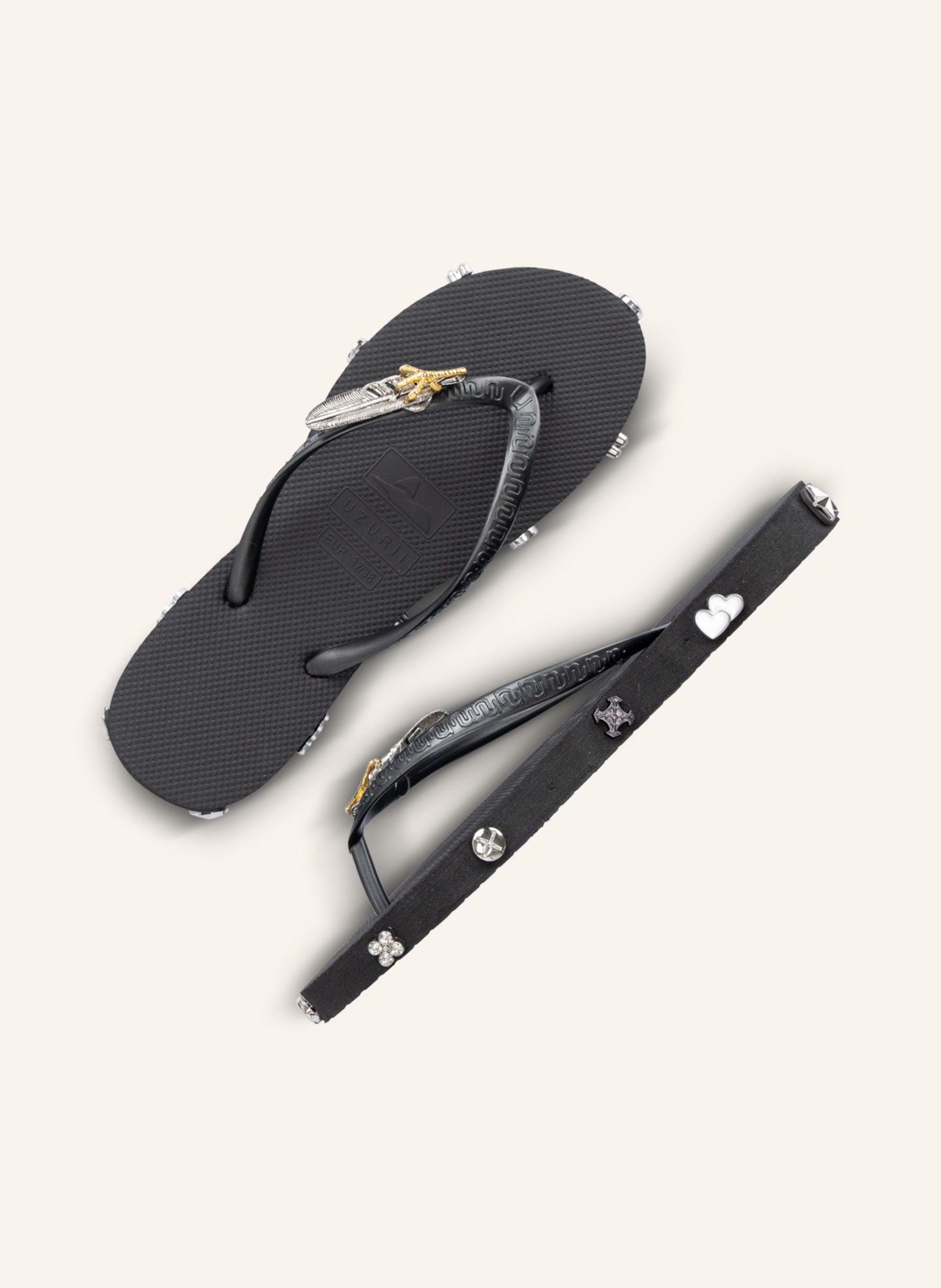uzurii Flip Flop ROCK STAR: SCHWARZ
