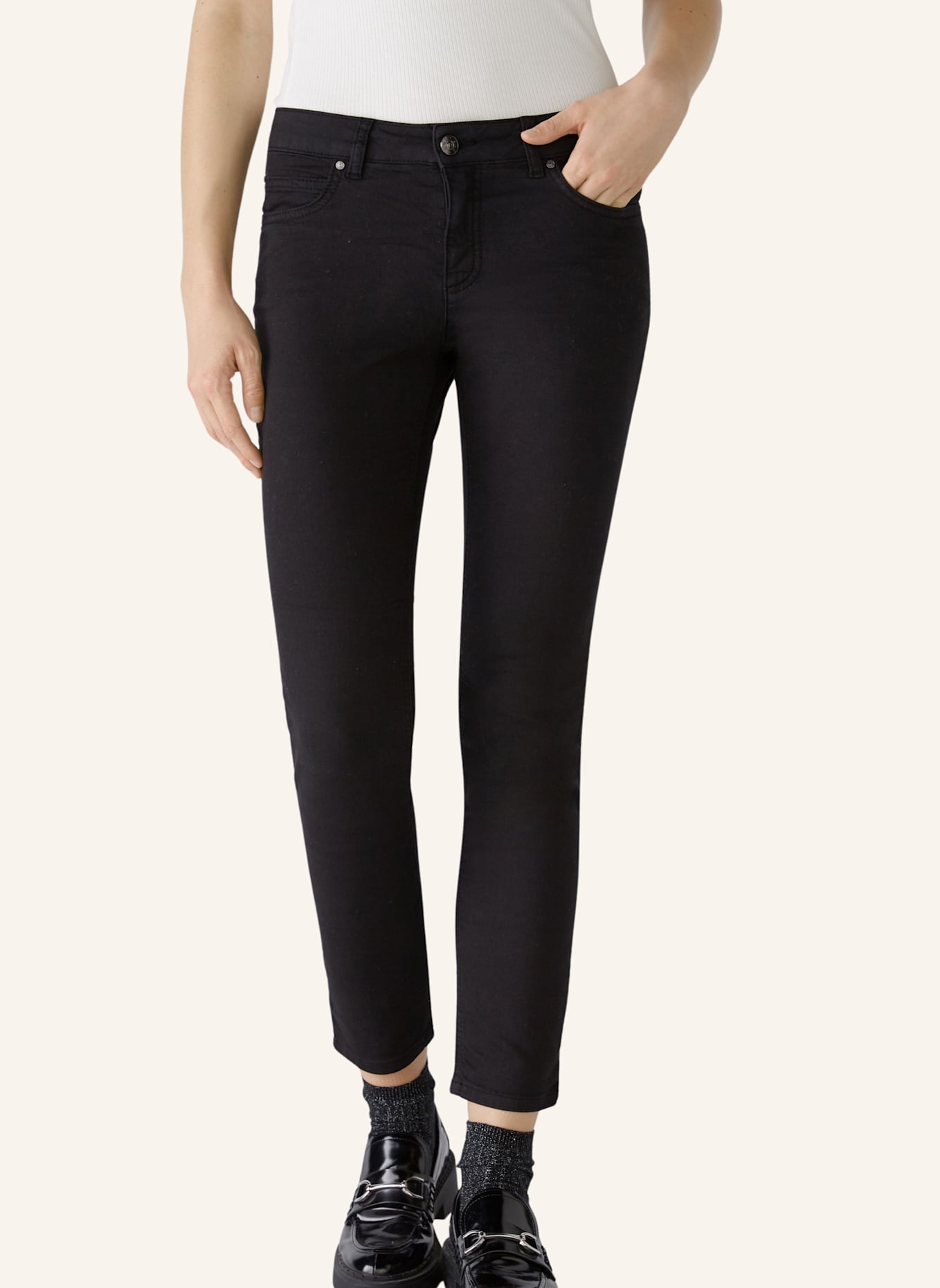 oui Skinny Jeans BAXTOR CROPPED: SCHWARZ