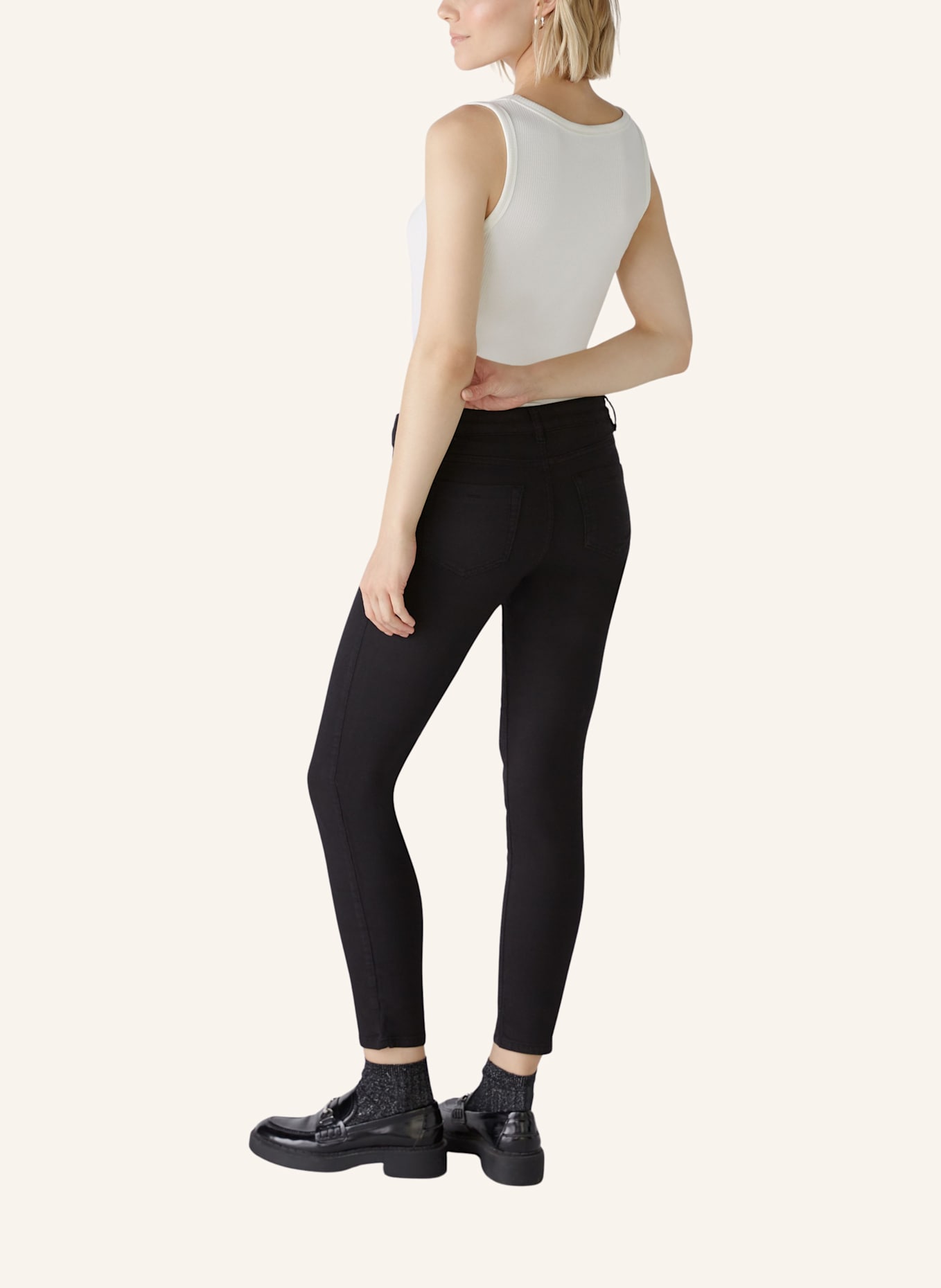 oui Skinny Jeans BAXTOR CROPPED: SCHWARZ