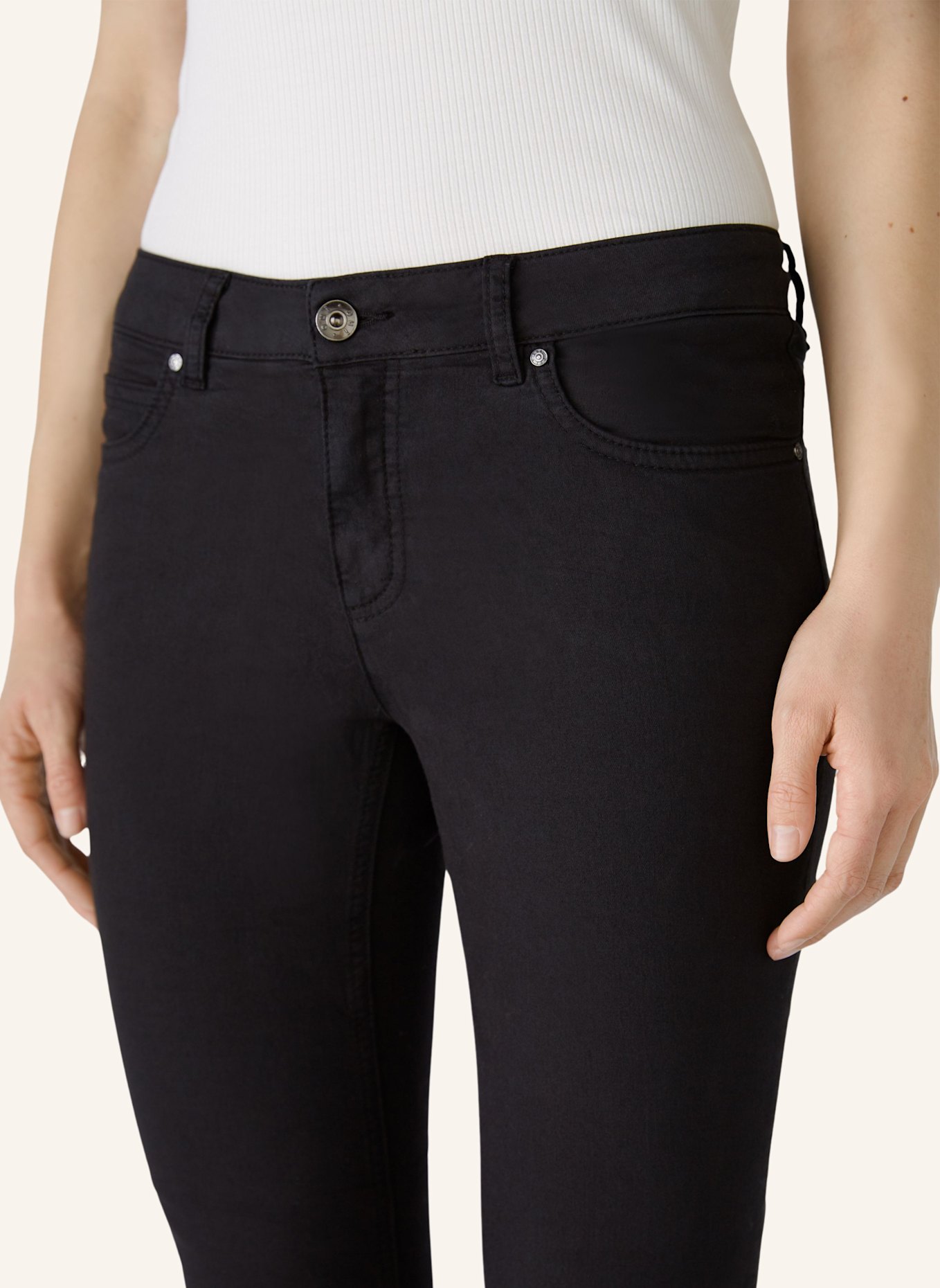 oui Skinny Jeans BAXTOR CROPPED: SCHWARZ