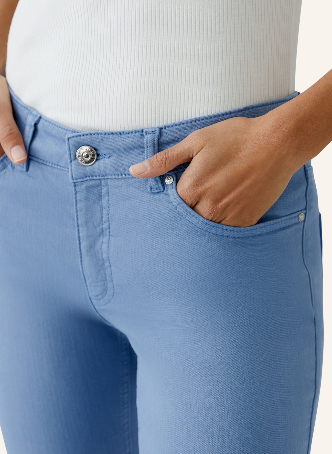 oui Skinny Jeans BAXTOR CROPPED: BLAU