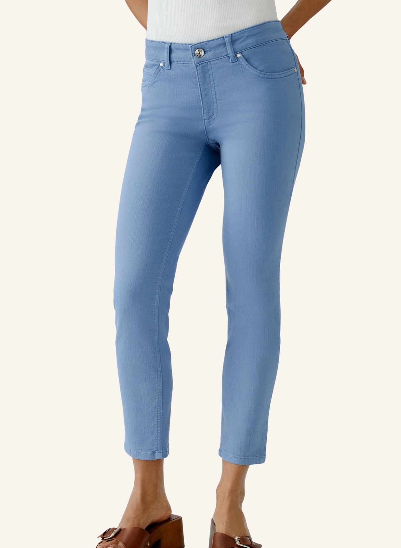oui Skinny Jeans BAXTOR CROPPED: BLAU