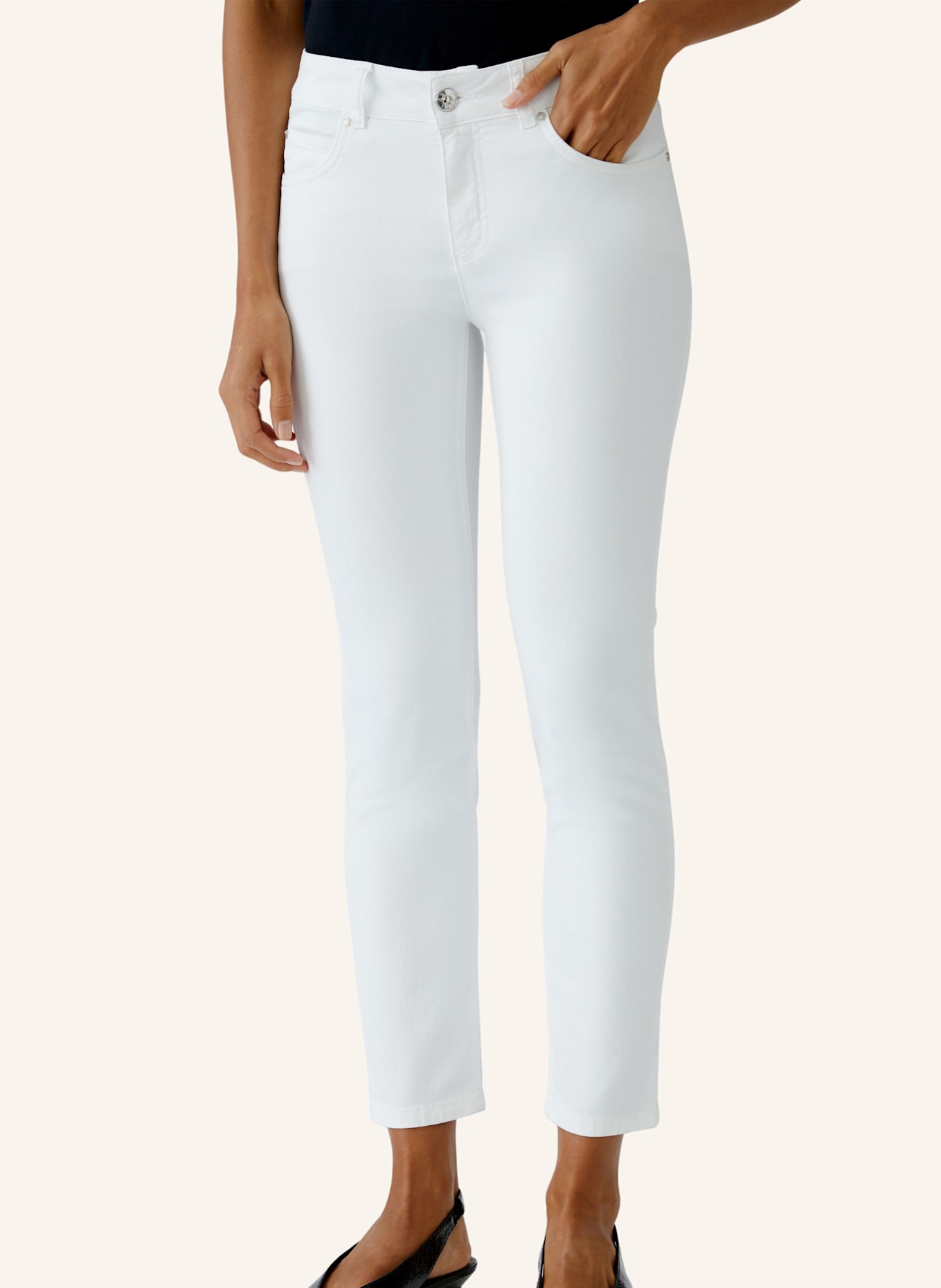 oui Skinny Jeans BAXTOR CROPPED: WEISS