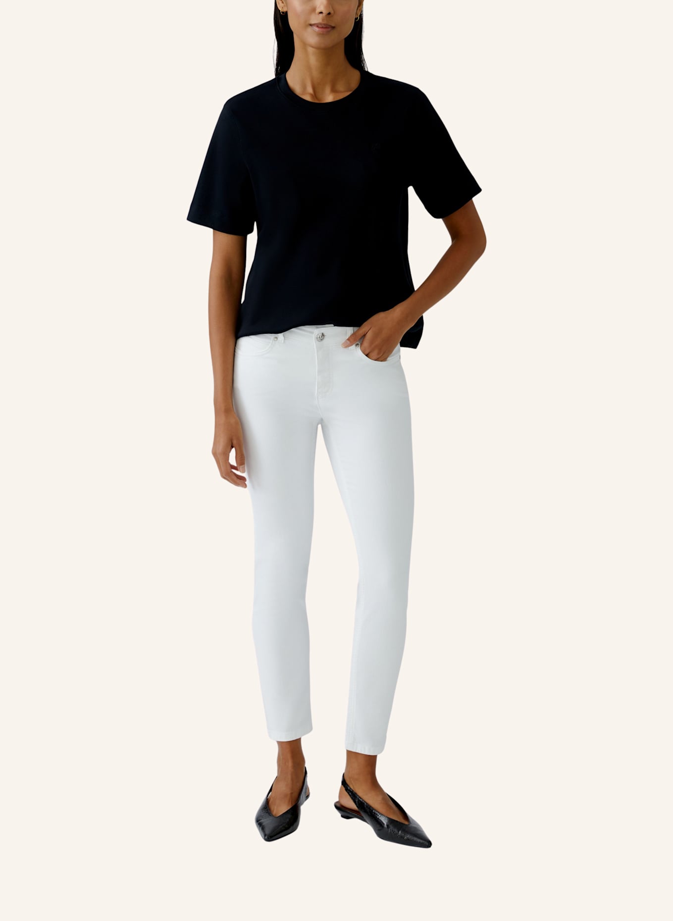 oui Skinny Jeans BAXTOR CROPPED: WEISS