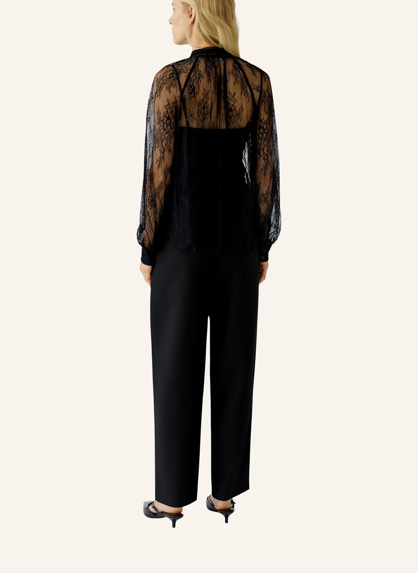 oui Schluppenbluse aus Spitze: SCHWARZ