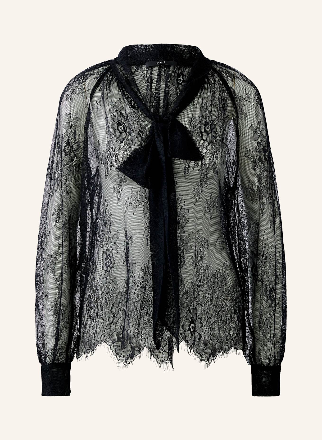 oui Schluppenbluse aus Spitze: SCHWARZ