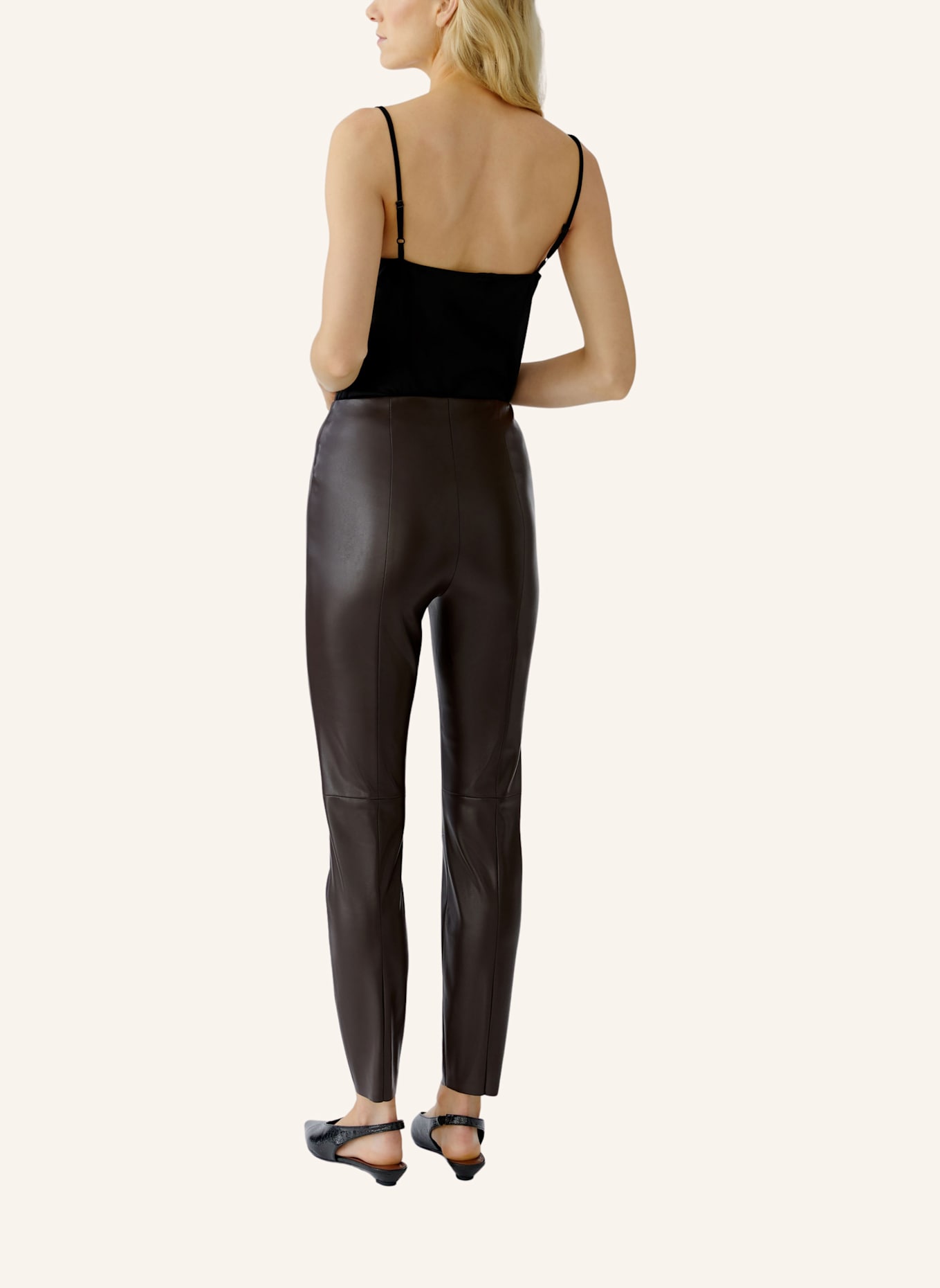 oui Leggings in Lederoptik: BRAUN