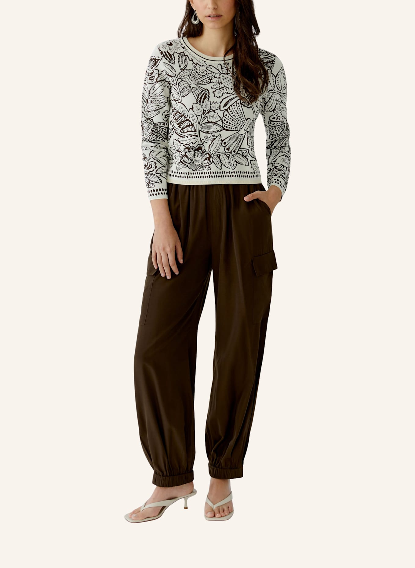 oui Pullover: BEIGE/ BRAUN