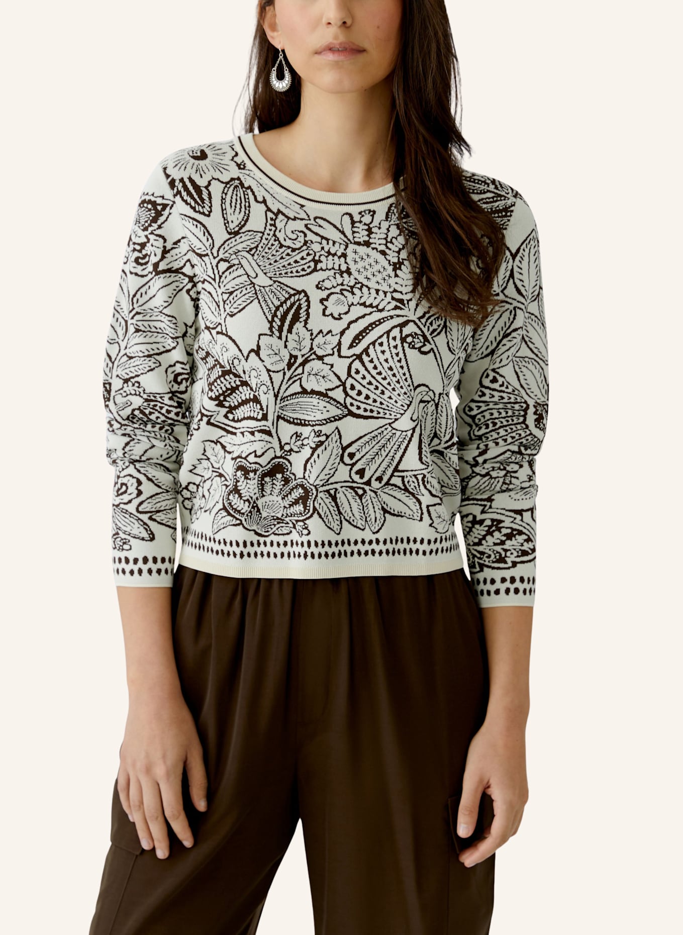 oui Pullover: BEIGE/ BRAUN