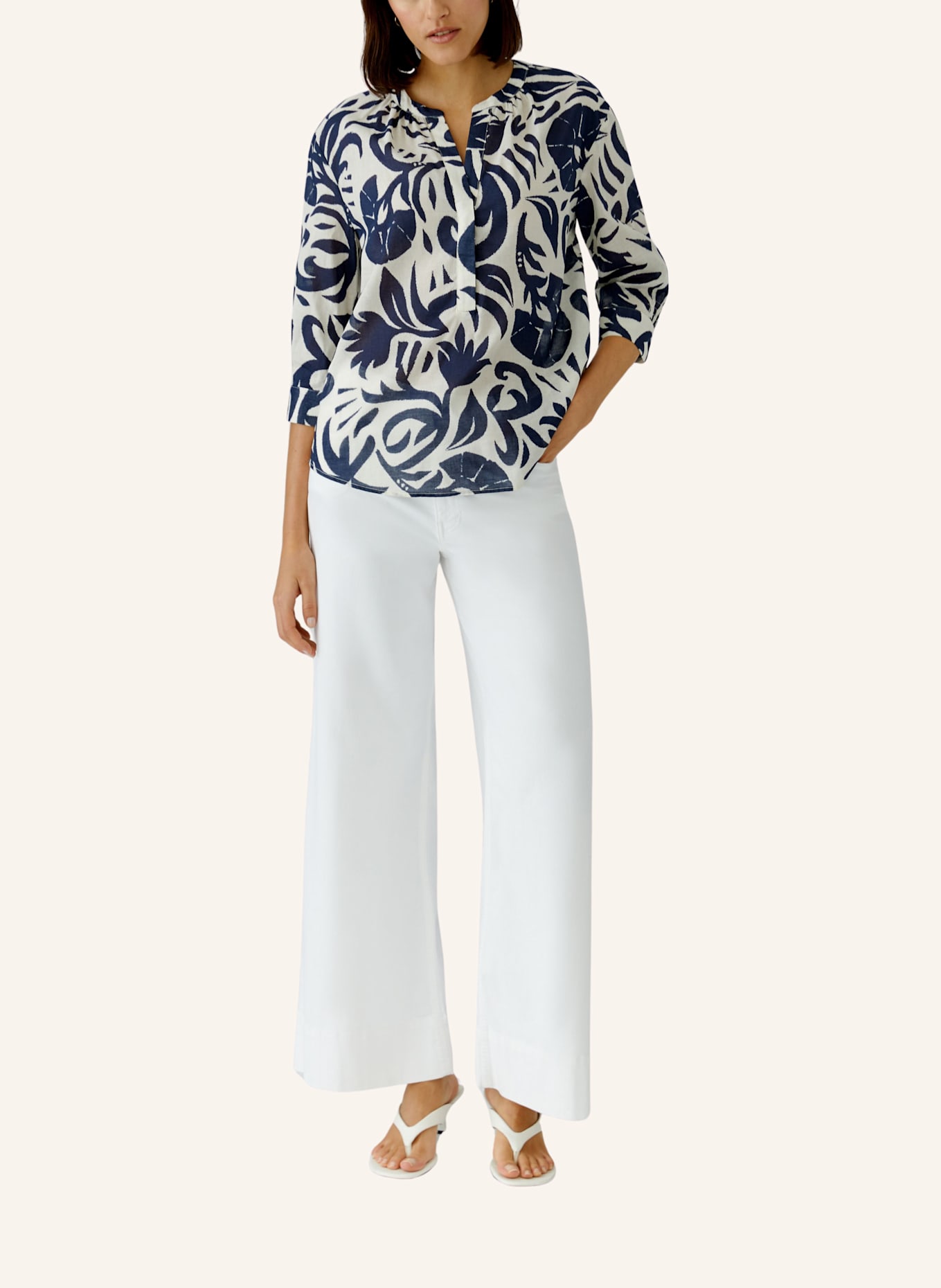 oui Bluse: WEISS/ BLAU