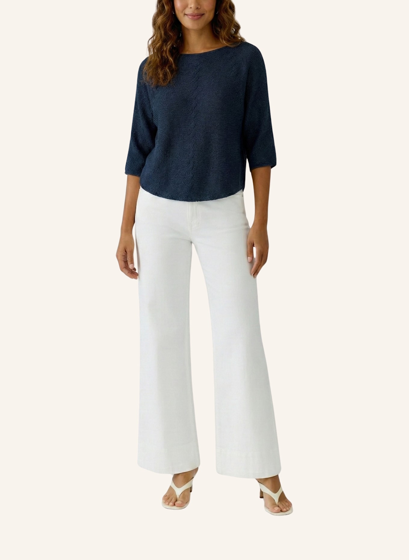 oui Strickshirt mit 3/4-Arm: BLAU