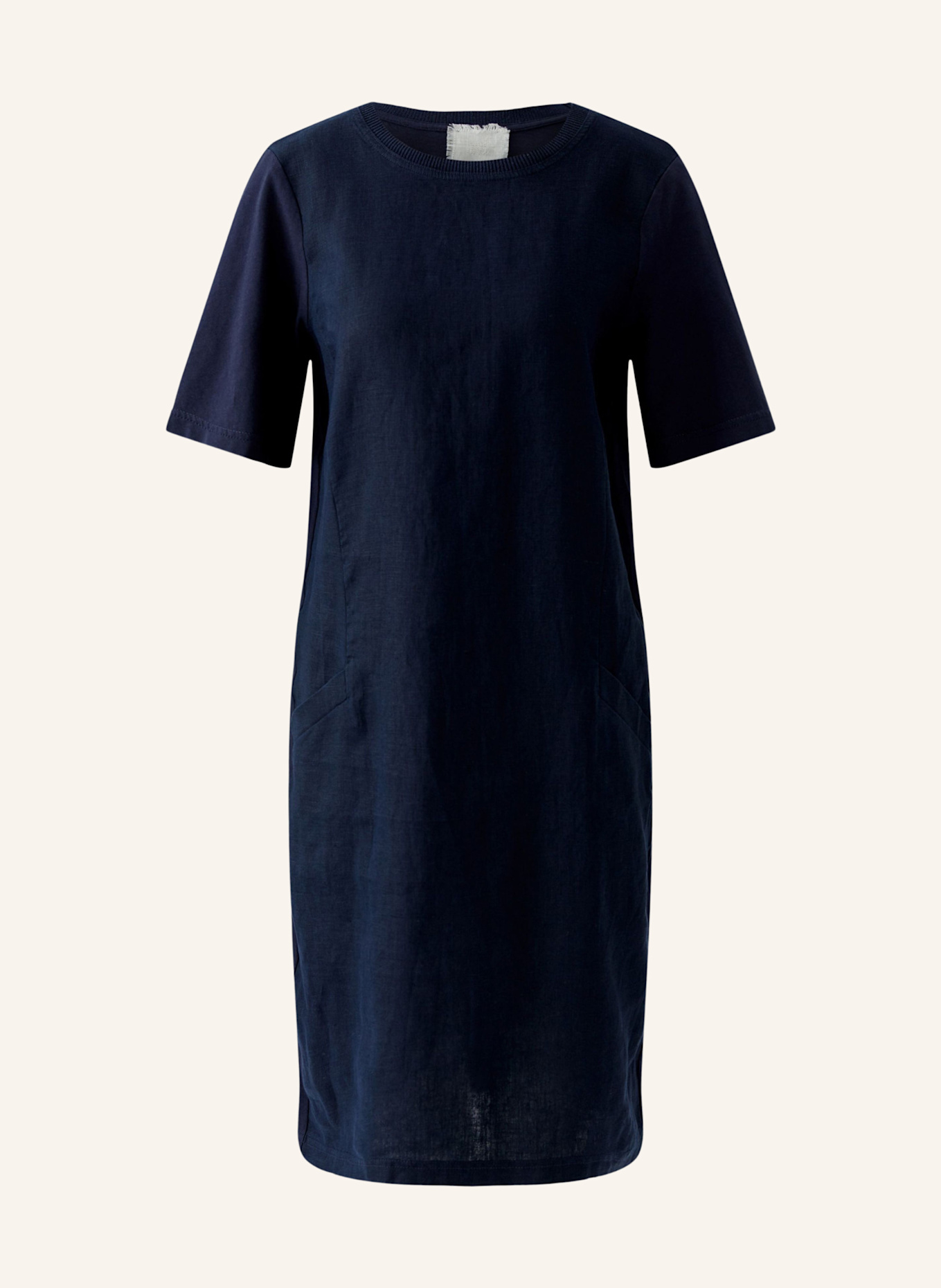 oui Kleid im Materialmix mit Leinen: BLAU
