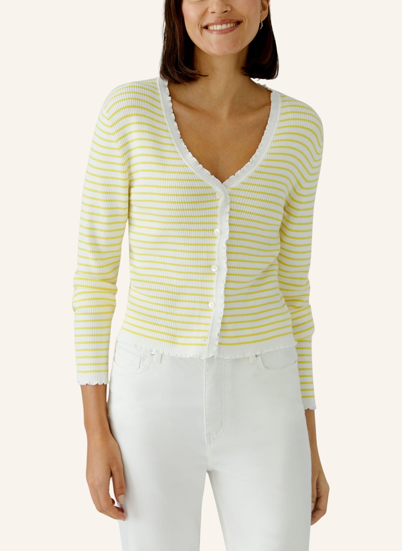 oui Strickjacke: WEISS/ GELB