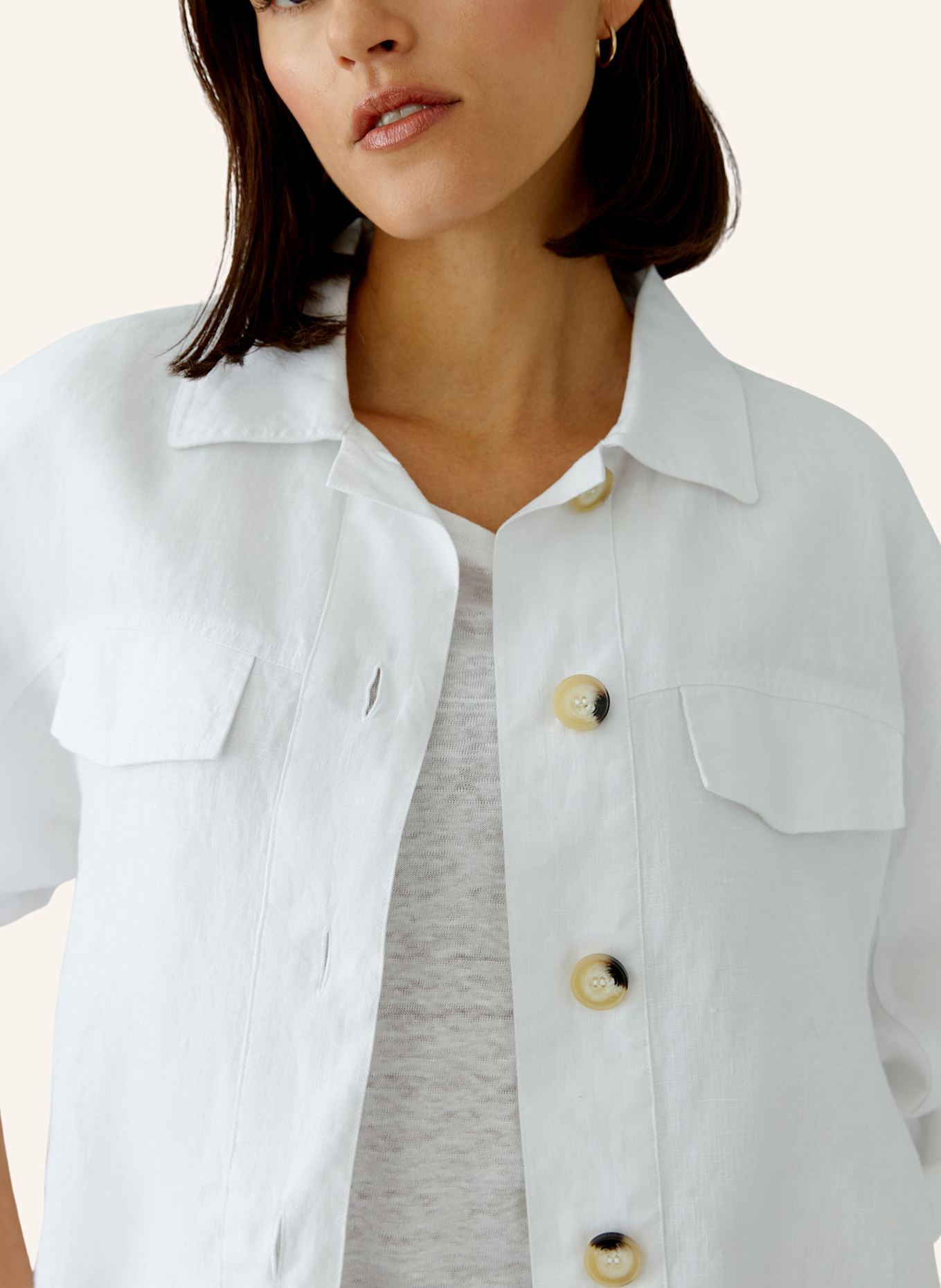 oui Blouson aus Leinen: WEISS