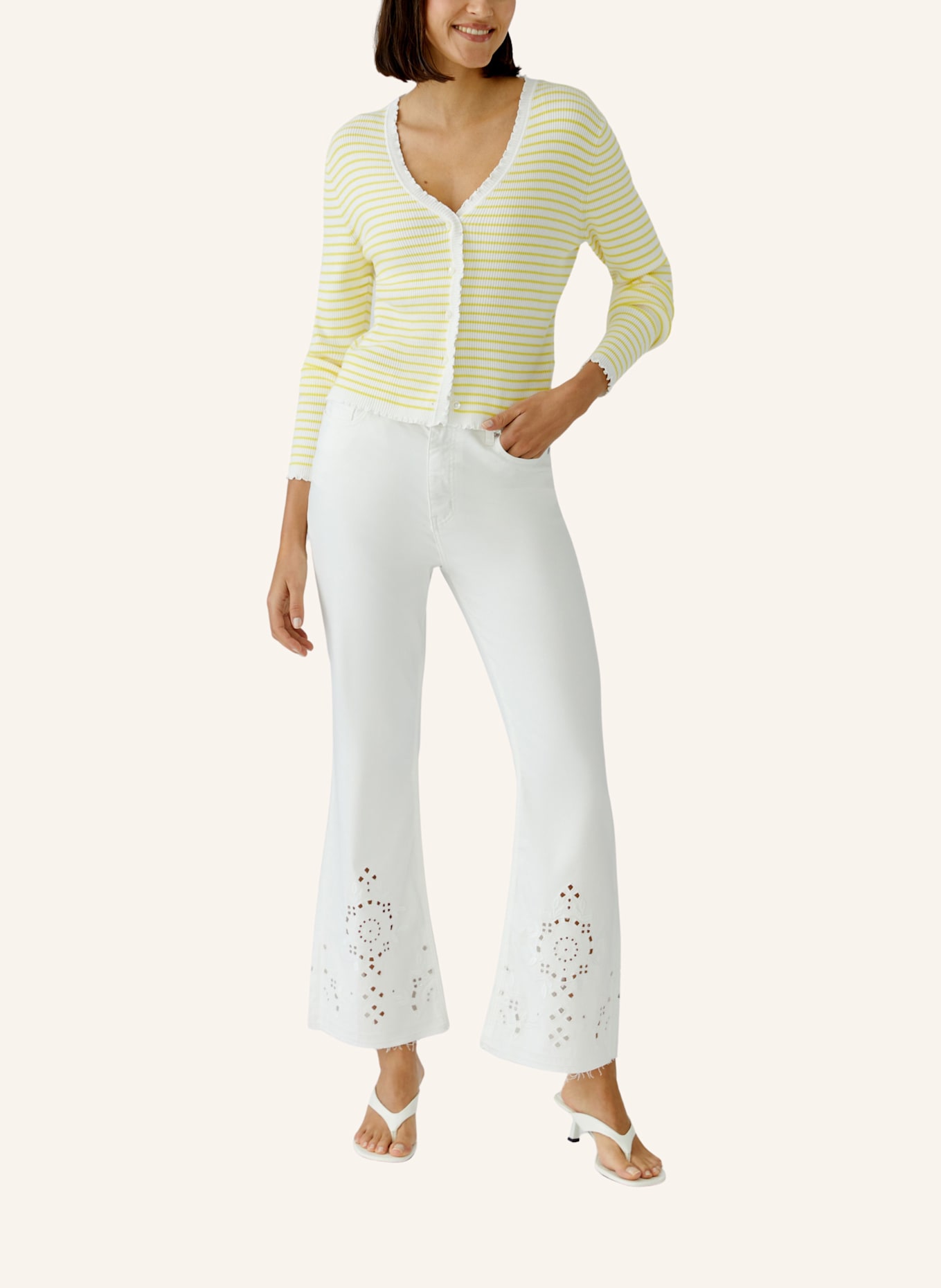 oui Strickjacke: WEISS/ GELB