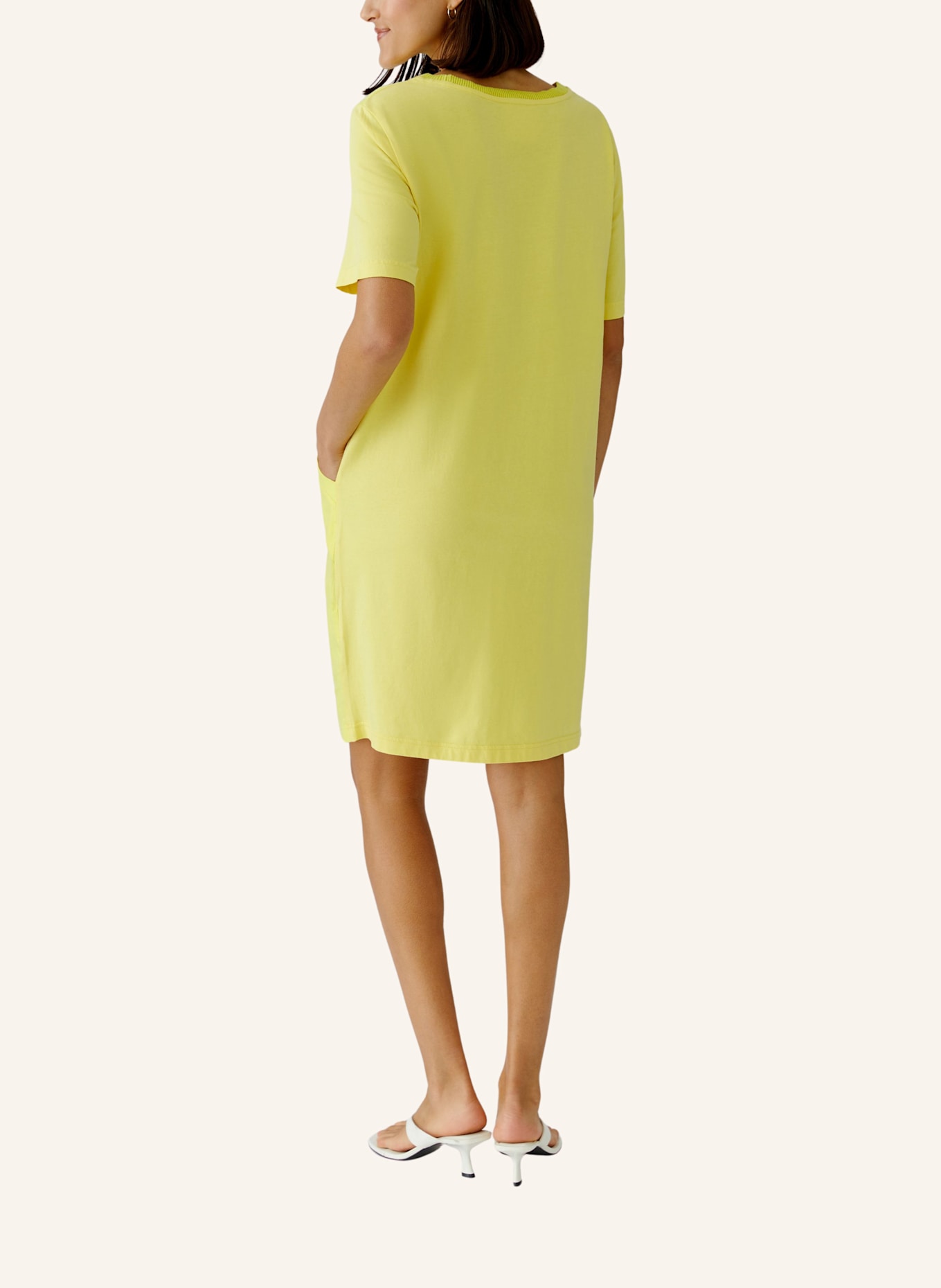 oui Kleid im Materialmix mit Leinen: GELB