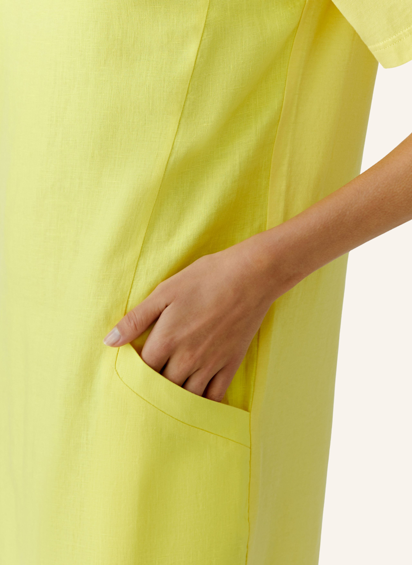 oui Kleid im Materialmix mit Leinen: GELB