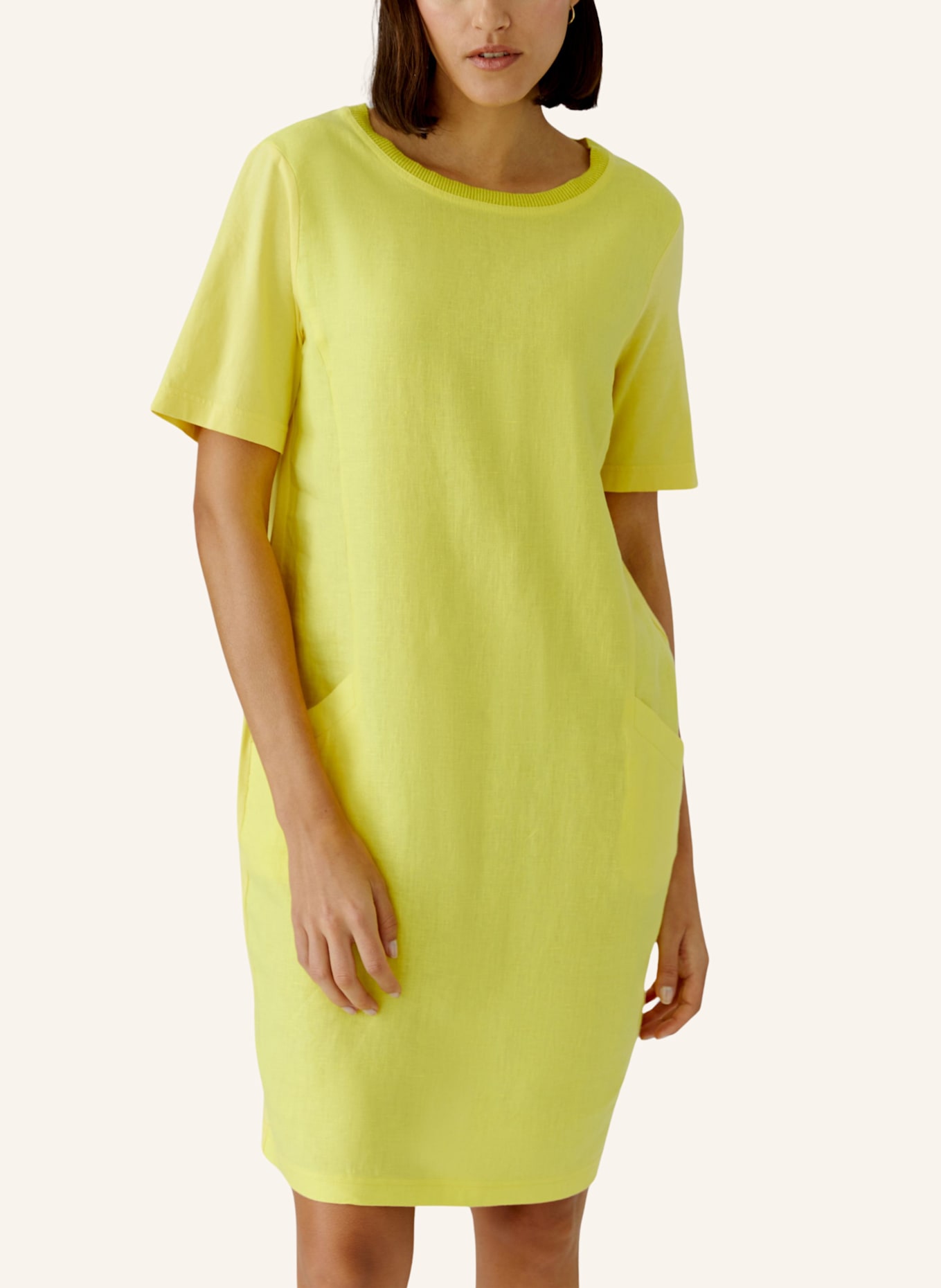 oui Kleid im Materialmix mit Leinen: GELB