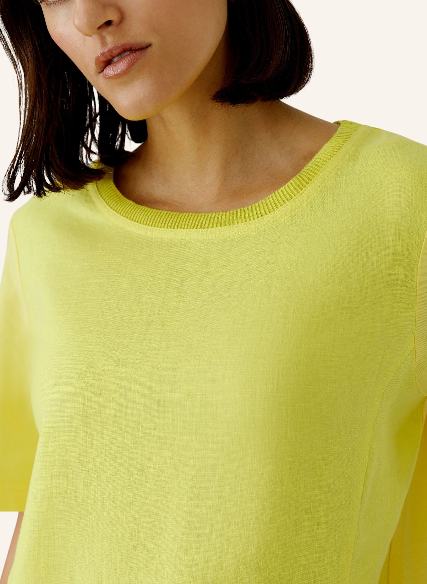 oui Kleid im Materialmix mit Leinen: GELB