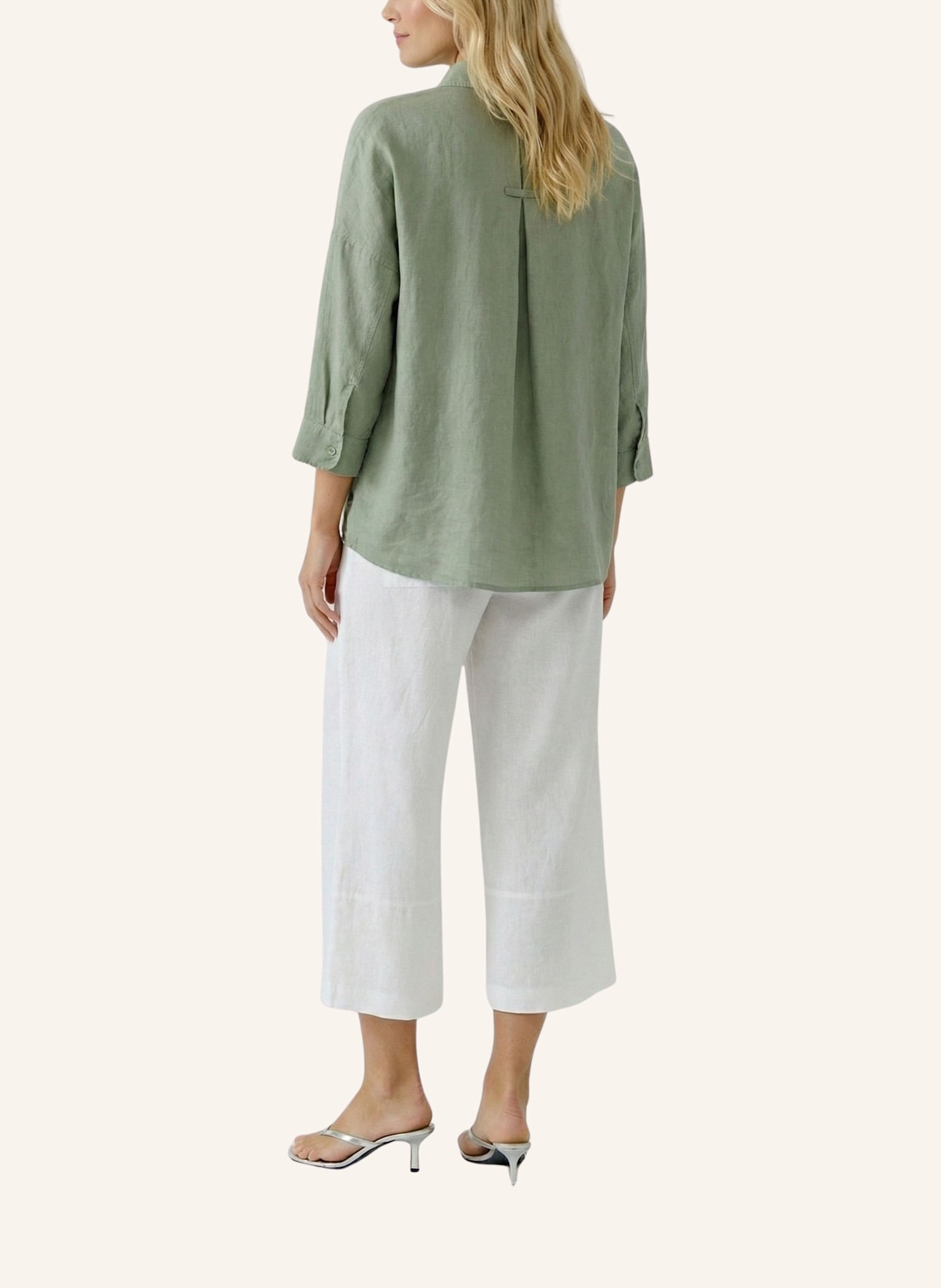 oui Hemdbluse aus Leinen mit 3/4-Arm: GRÜN