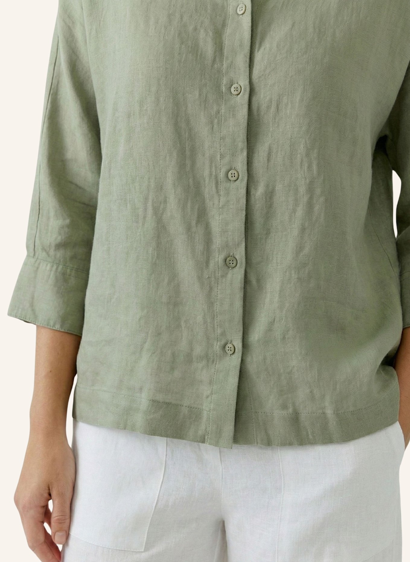 oui Hemdbluse aus Leinen mit 3/4-Arm: GRÜN
