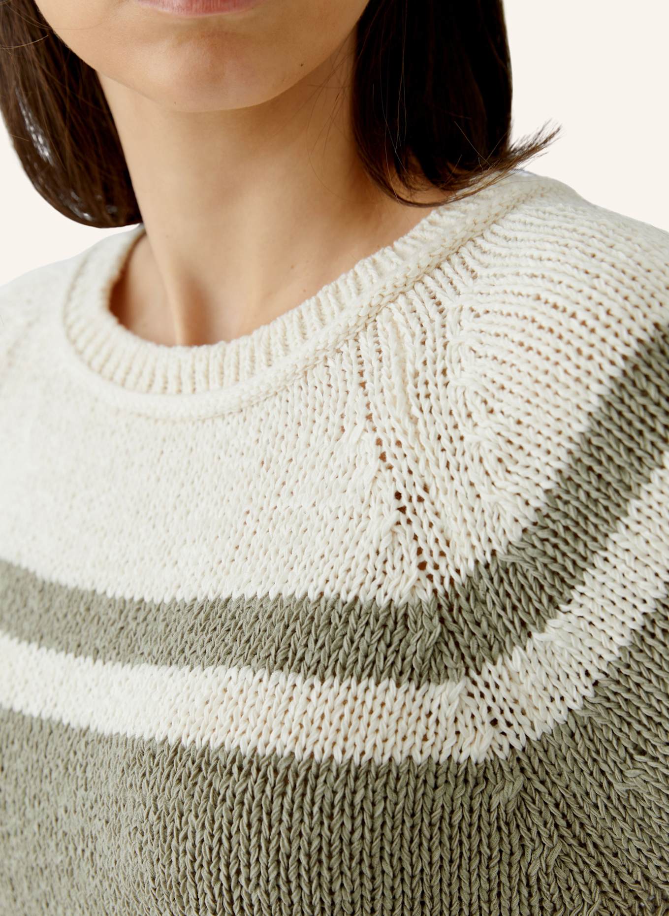 oui Pullover: WEISS/ GRÜN