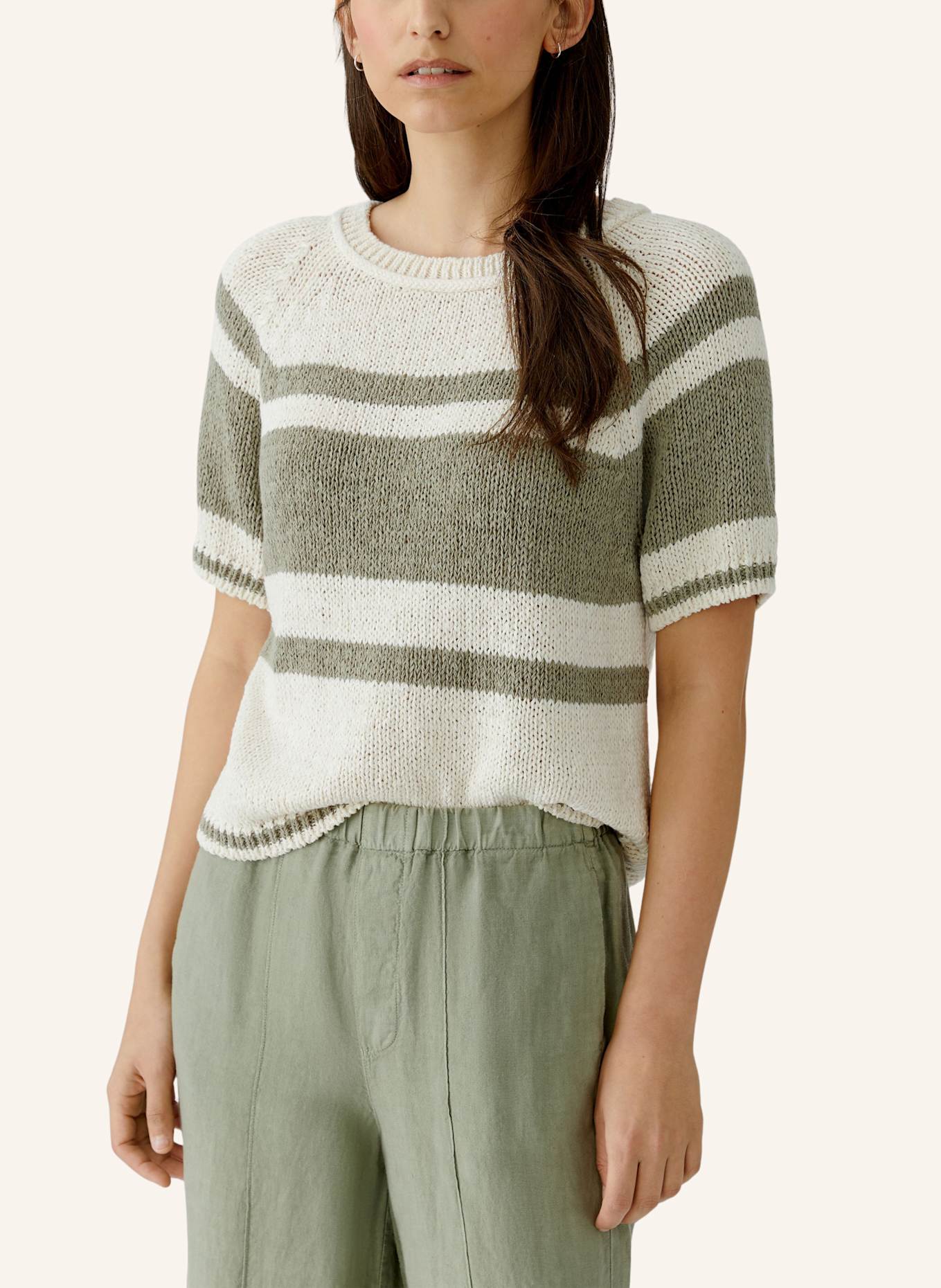 oui Pullover: WEISS/ GRÜN