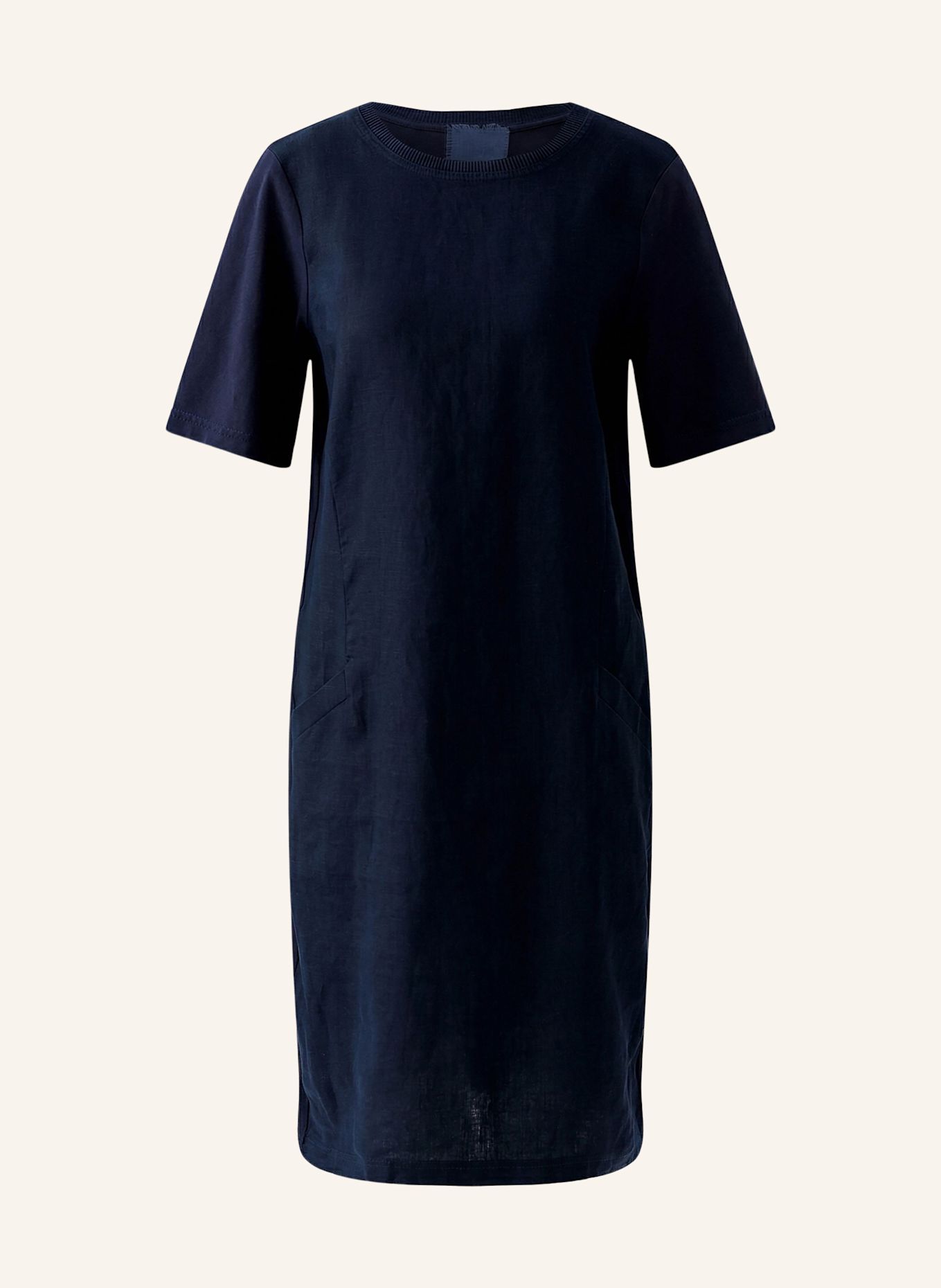 Oui Kleid im Materialmix mit Leinen: BLAU