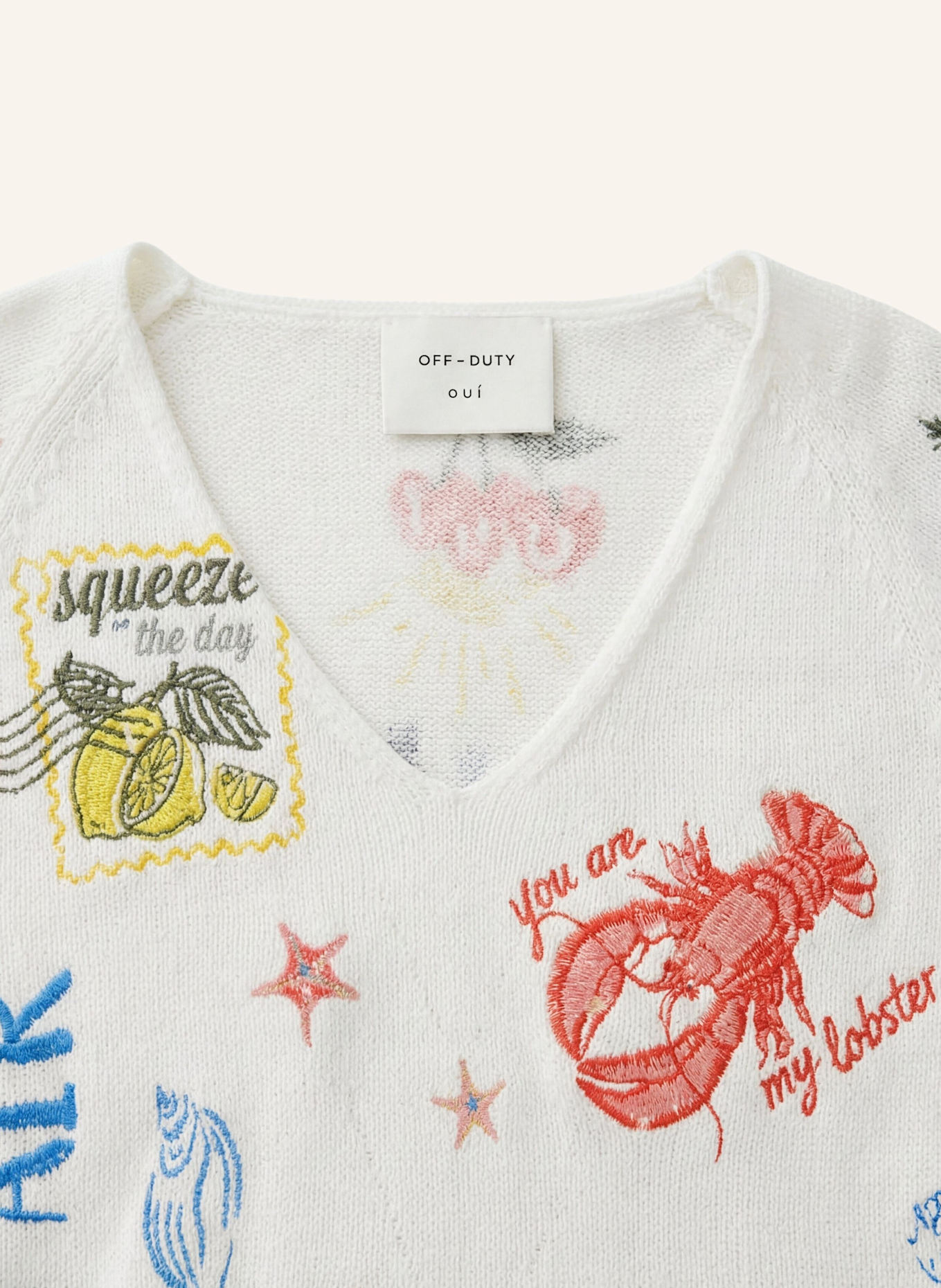 oui Pullover: WEISS/ GELB