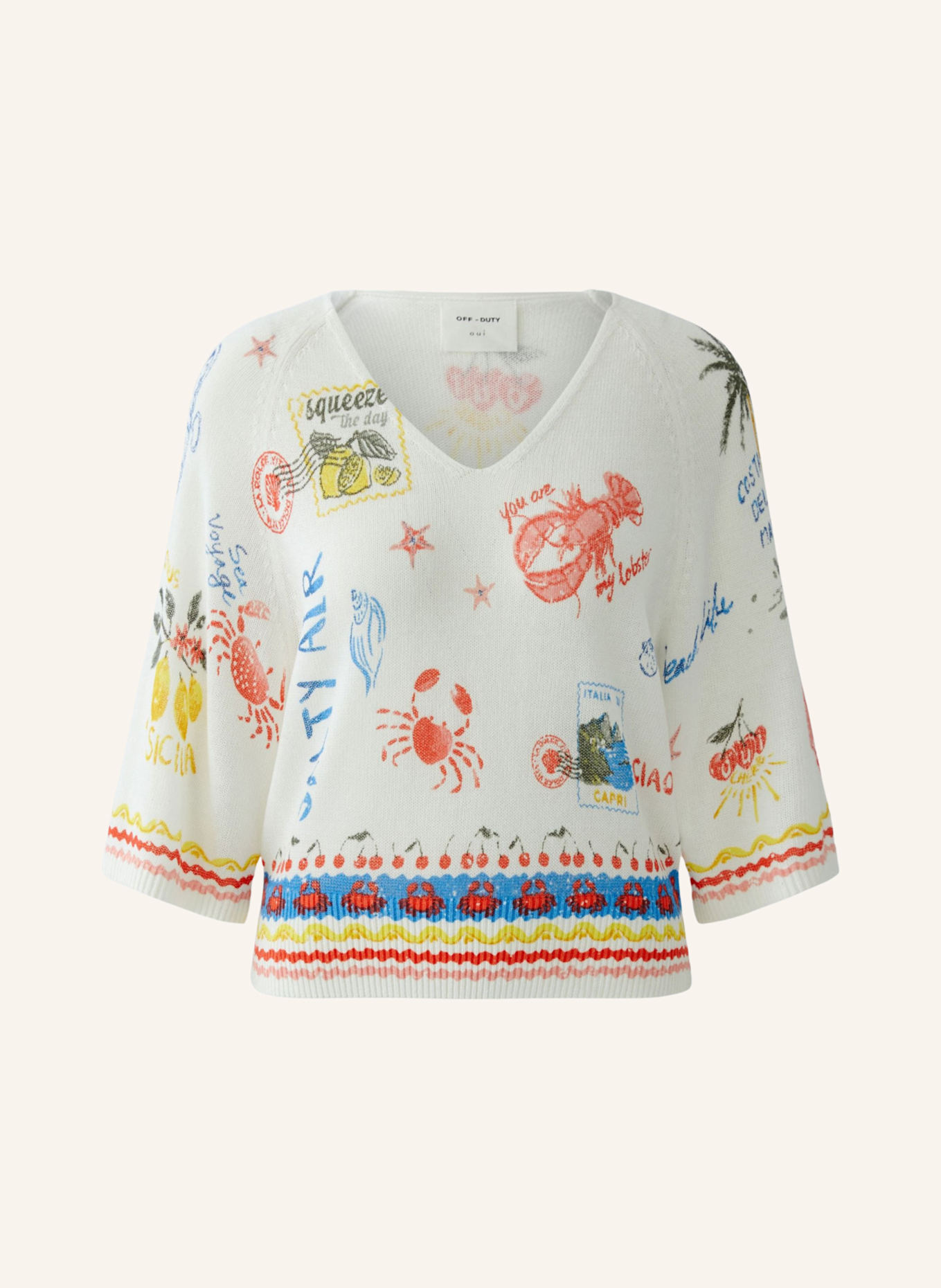 oui Pullover: WEISS/ GELB