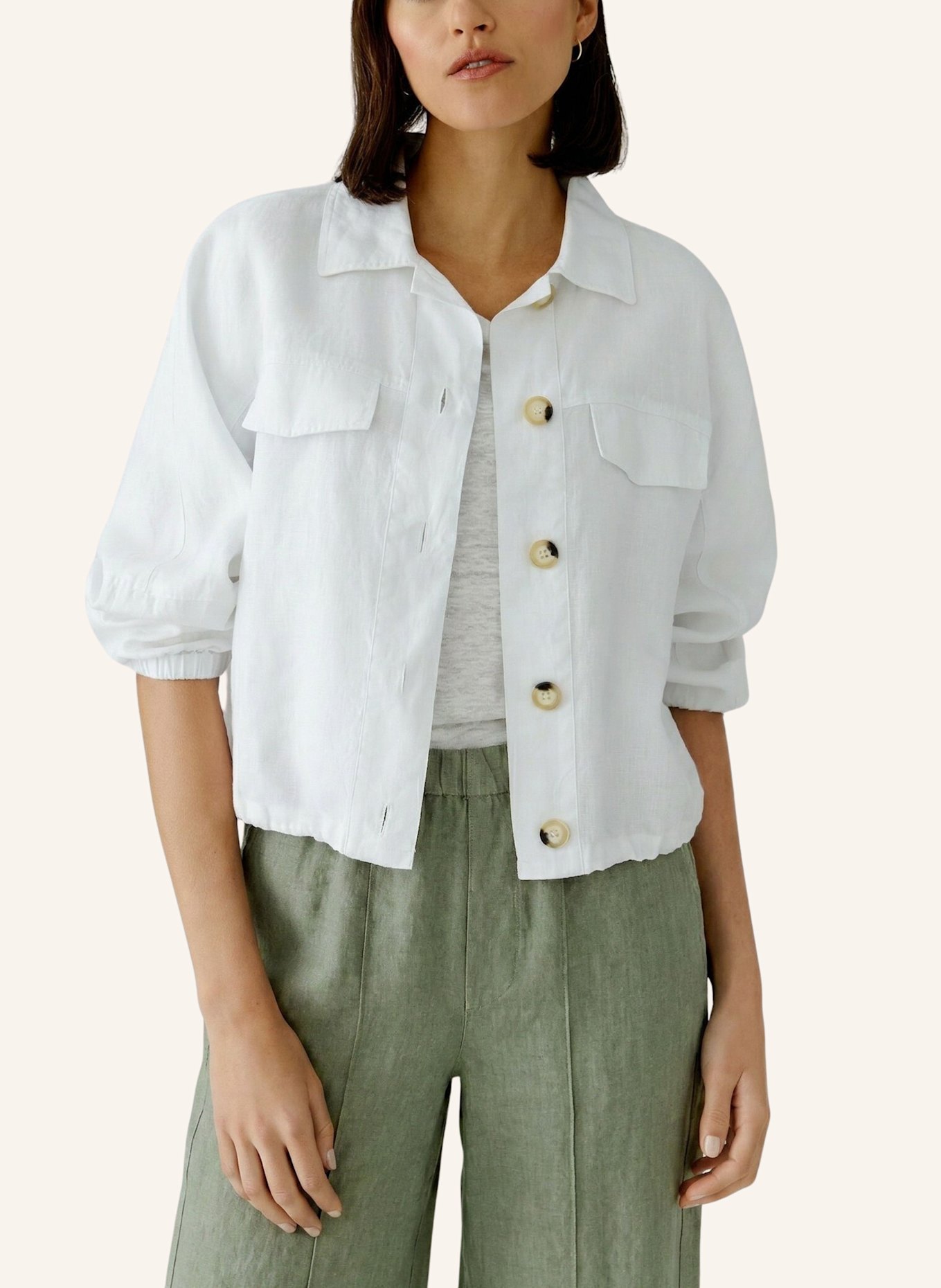 oui Blouson aus Leinen: WEISS