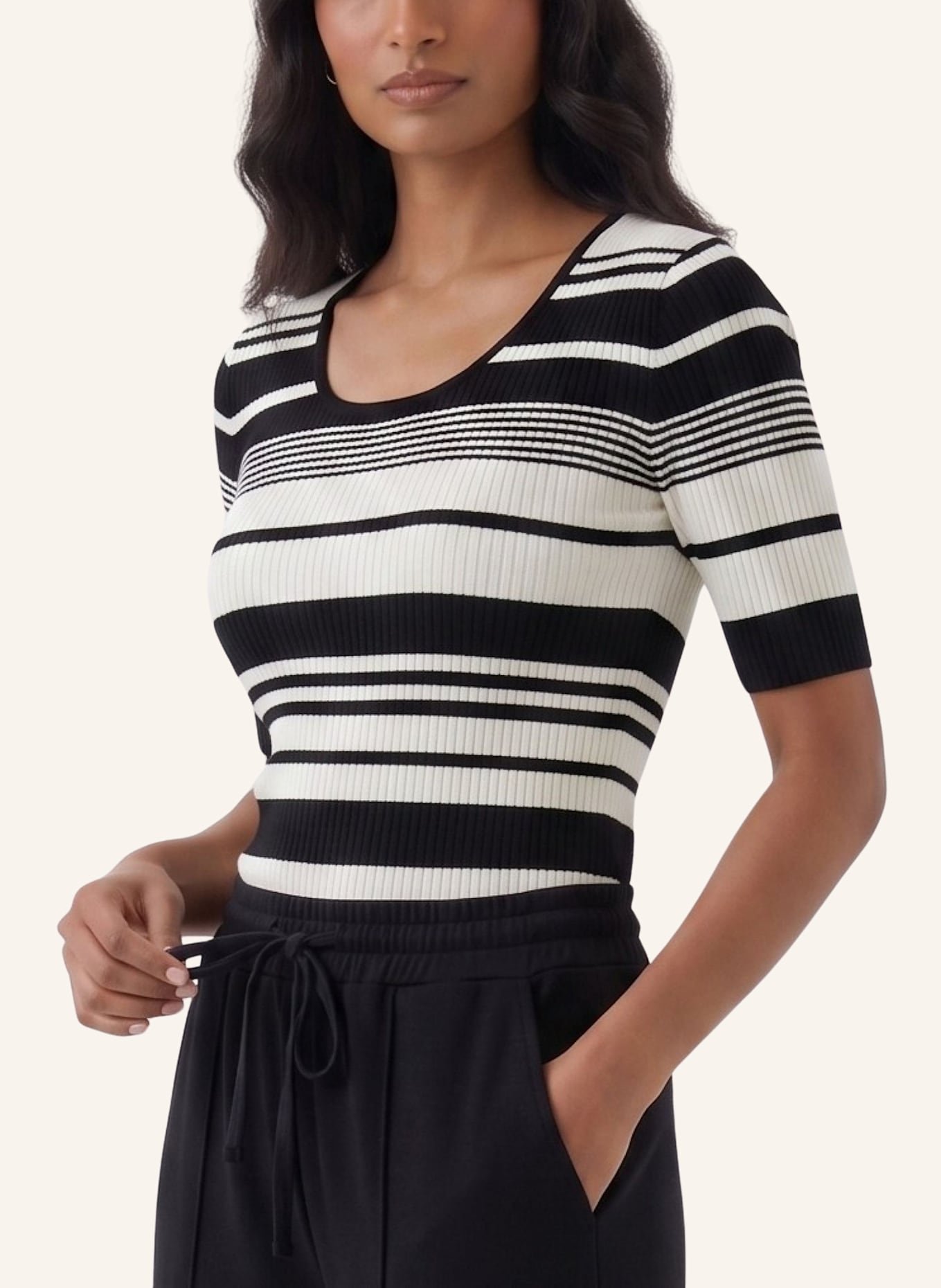oui Pullover: SCHWARZ/ WEISS
