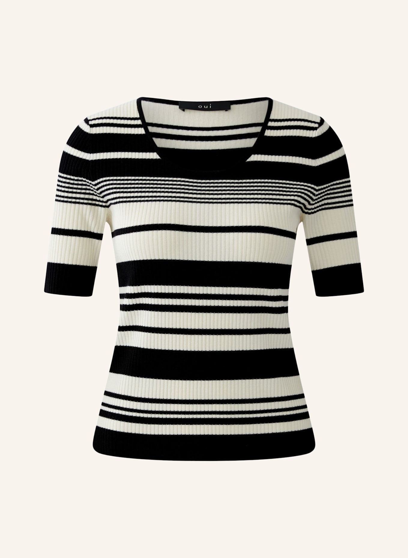 oui Pullover: SCHWARZ/ WEISS