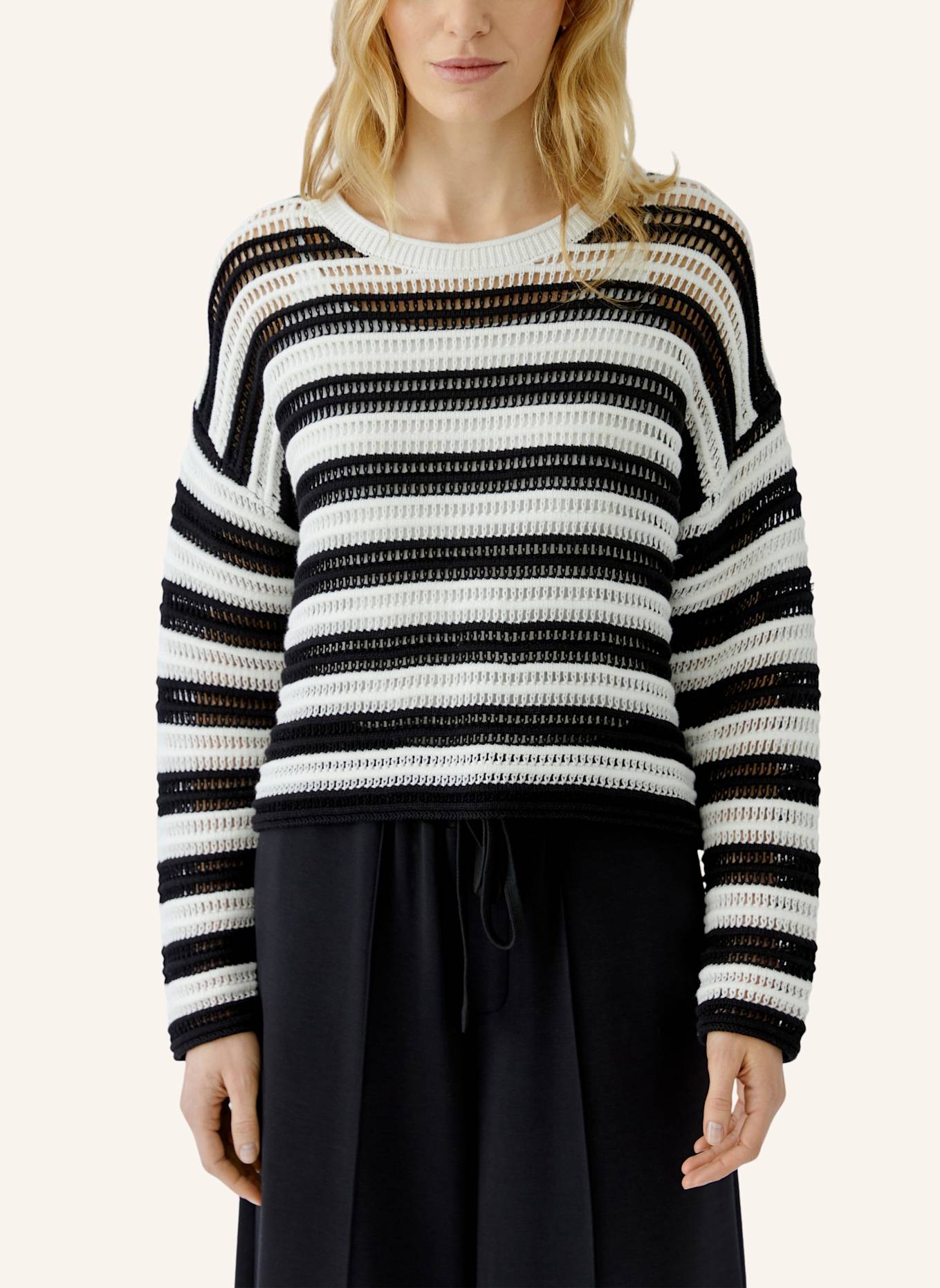 oui Pullover: WEISS/ SCHWARZ