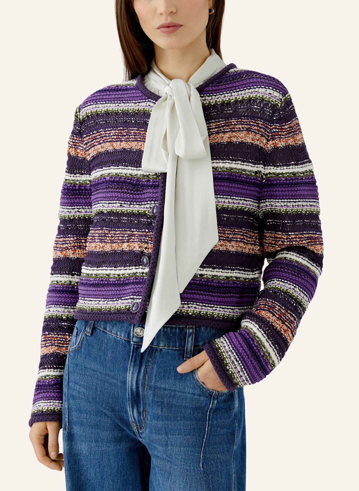oui Strickjacke: LILA/ BLAUGRAU
