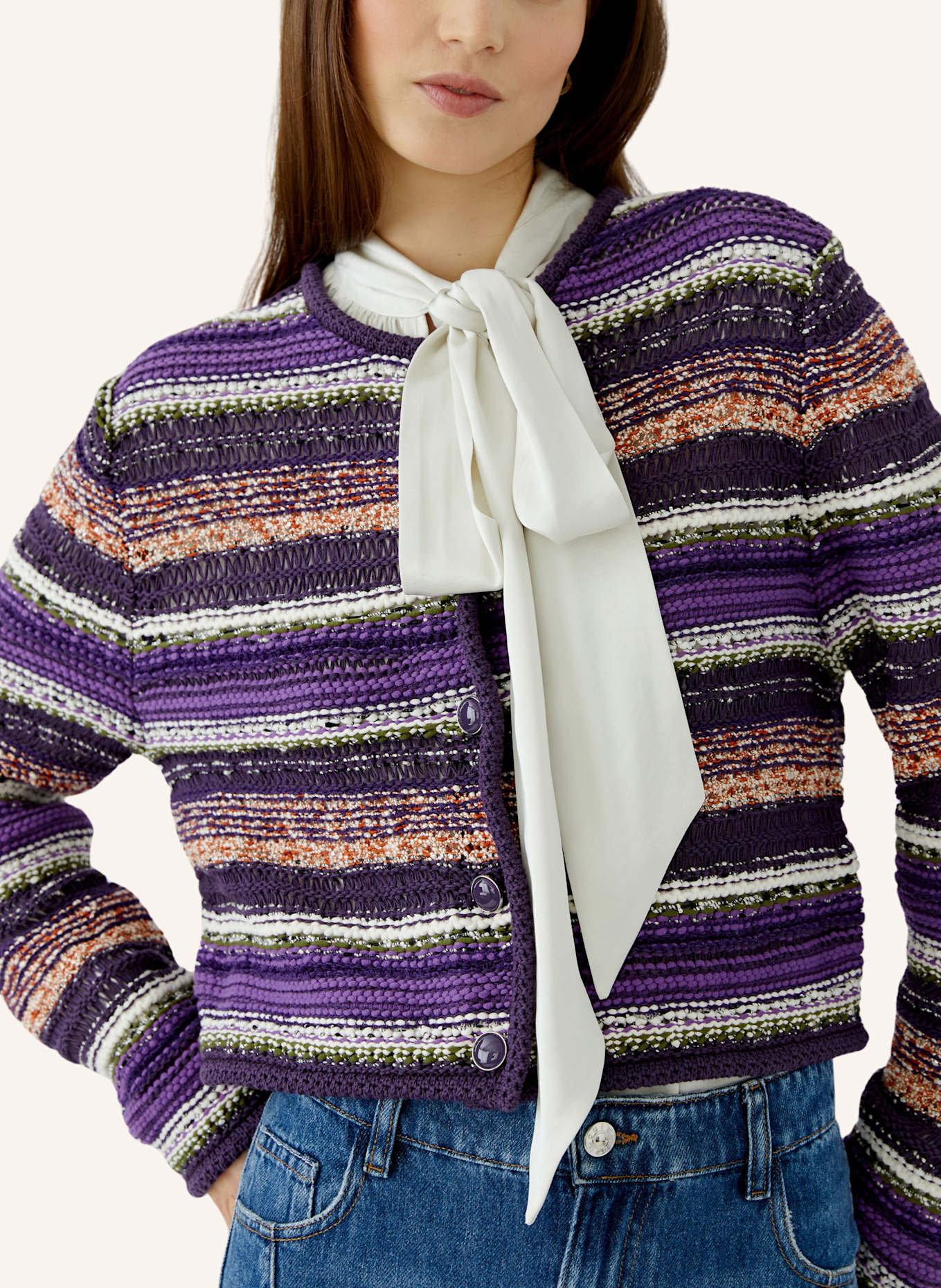 oui Strickjacke: LILA/ BLAUGRAU