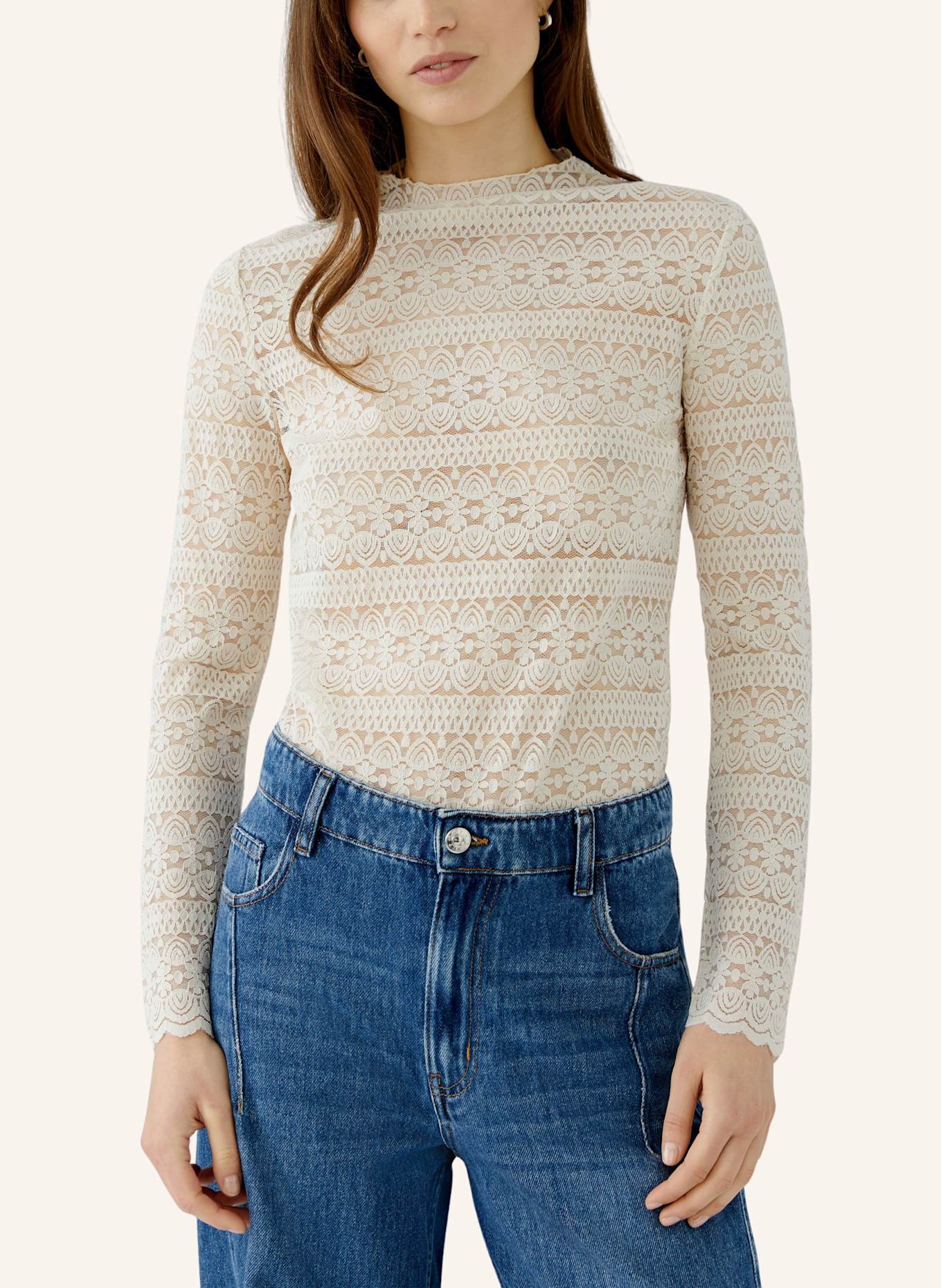 oui Longsleeve: WEISS/ BEIGE