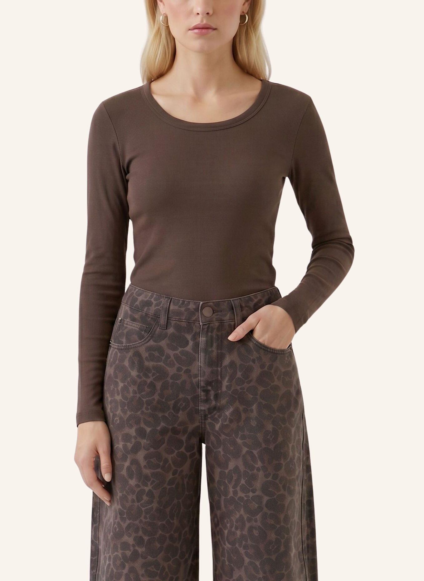 oui Long-Sleeve Shirt: BROWN