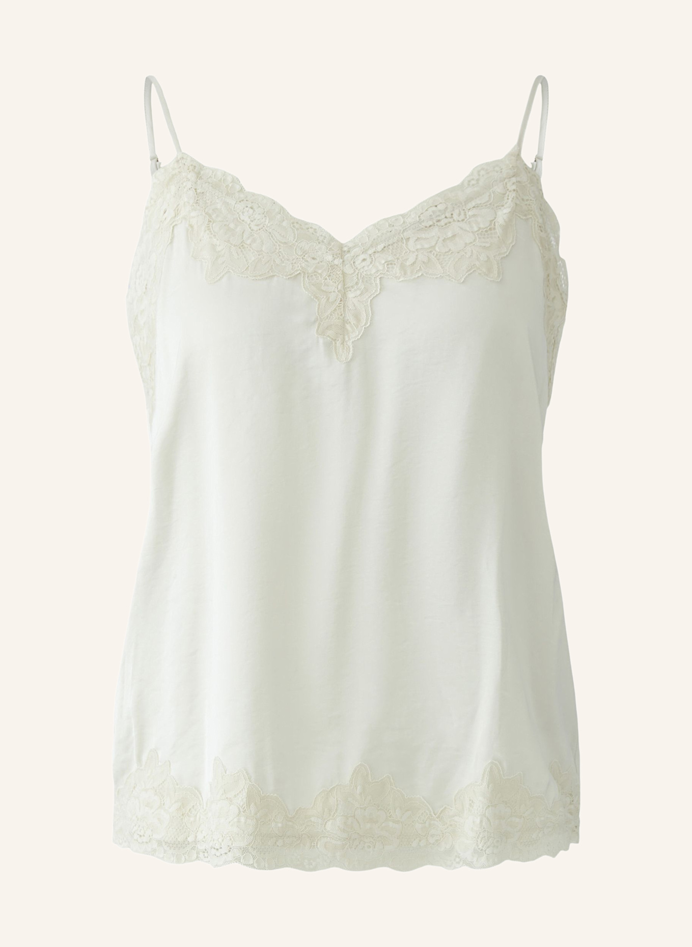 oui Satin top with lace: BEIGE