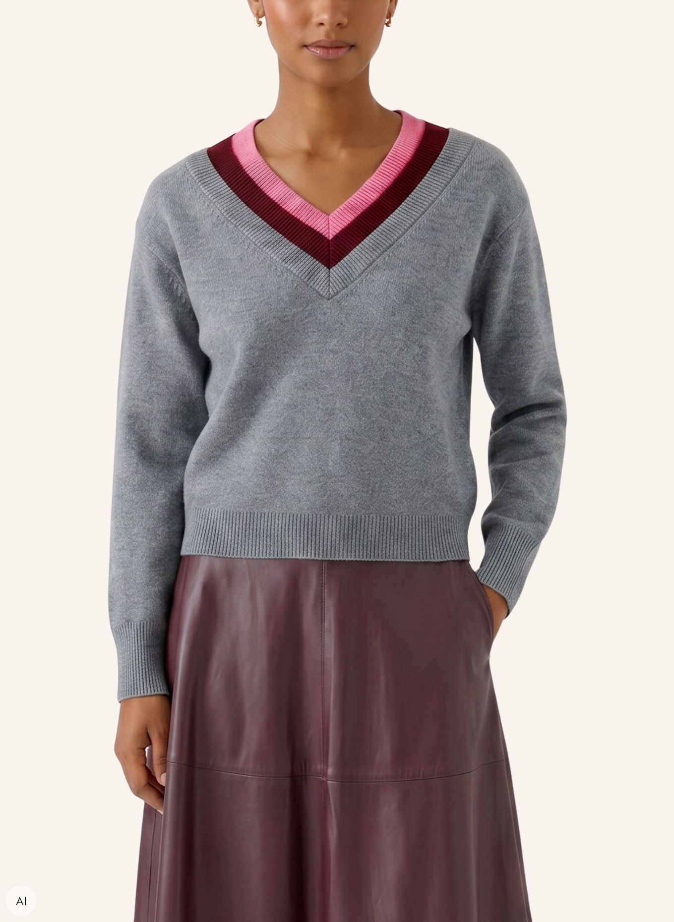 Oui Pullover: GRAU