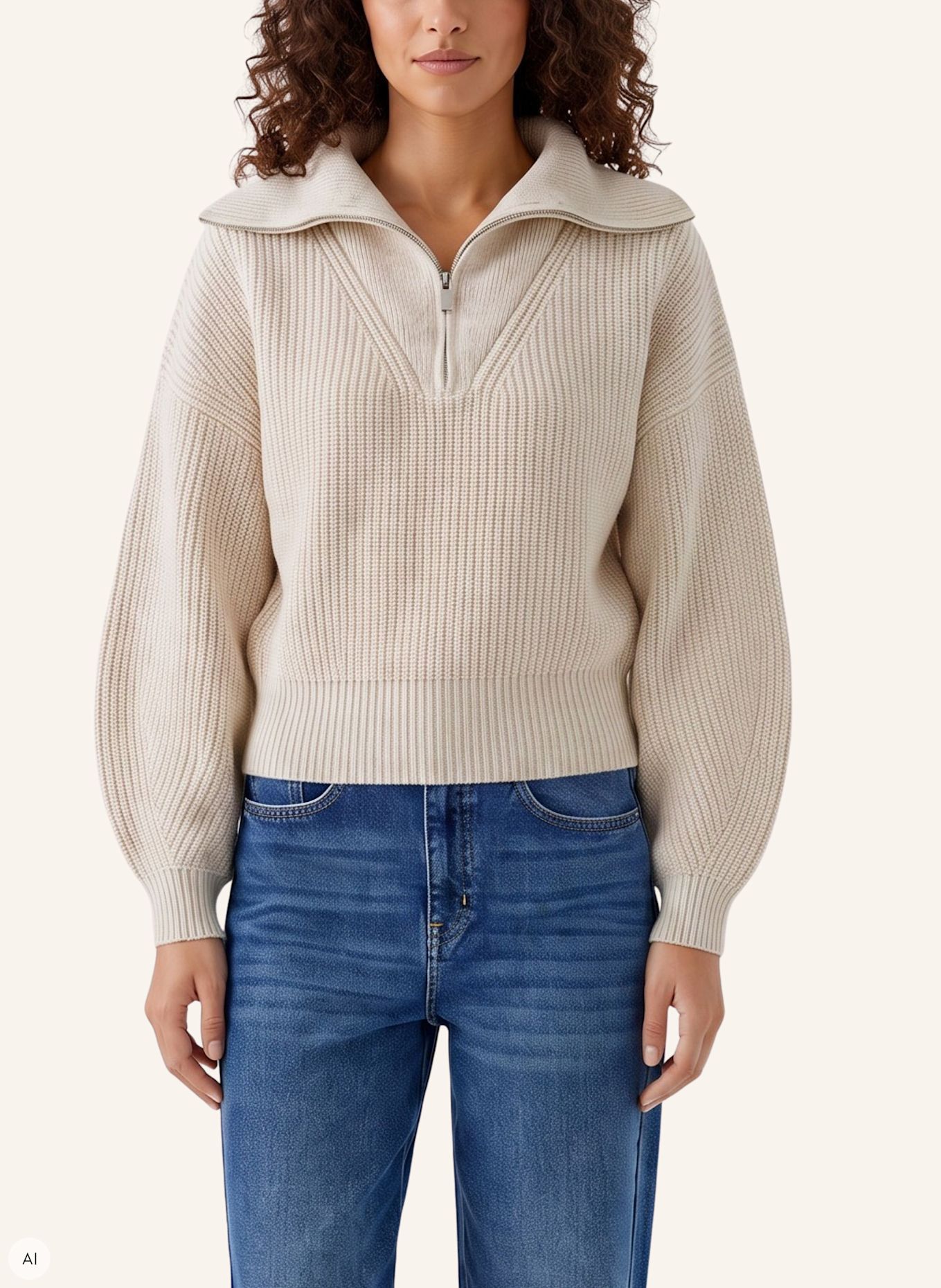 Oui Pullover: BEIGE