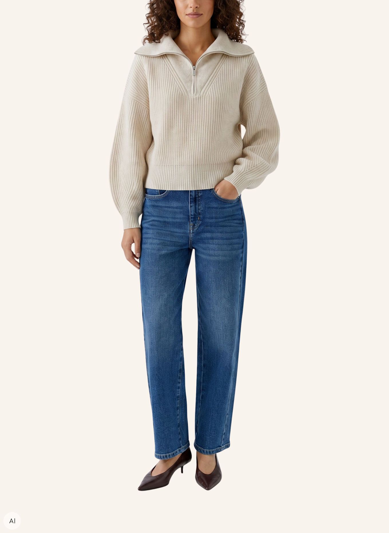 Oui Pullover: BEIGE