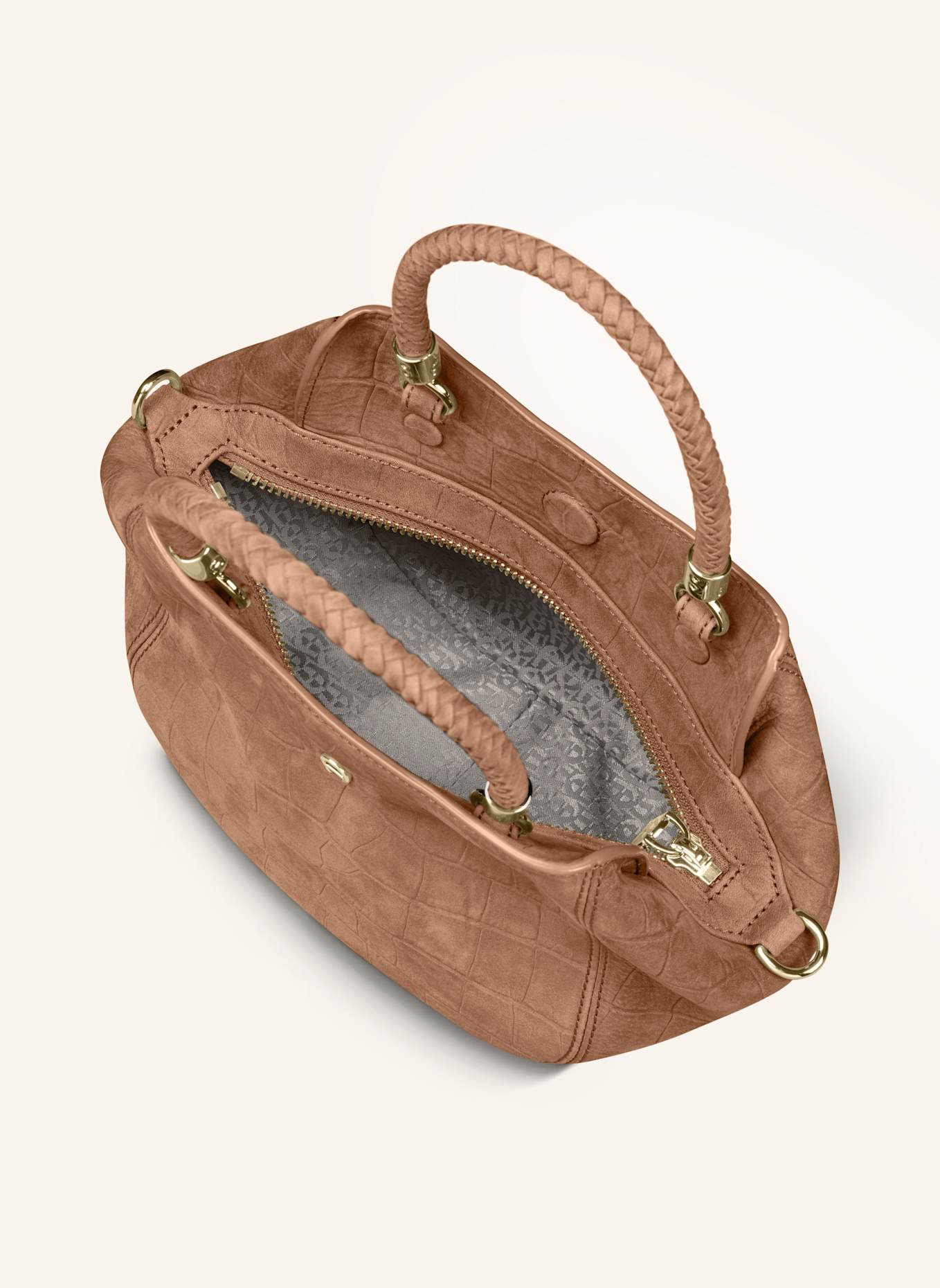AIGNER Handtasche CARRÉ SOFT CROCO: BRAUN