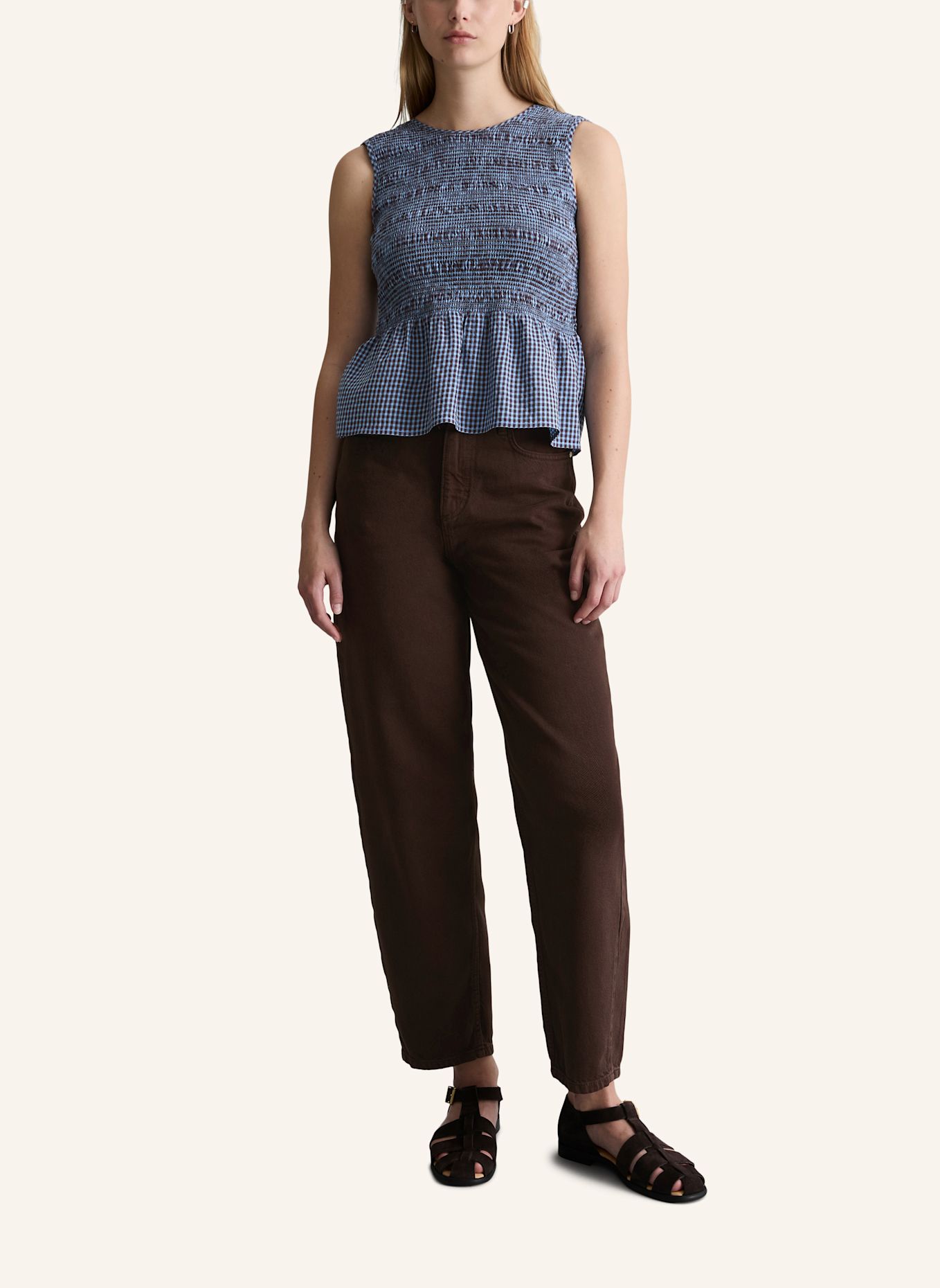 Marc O'Polo DENIM Peplum-Top: HELLBLAU