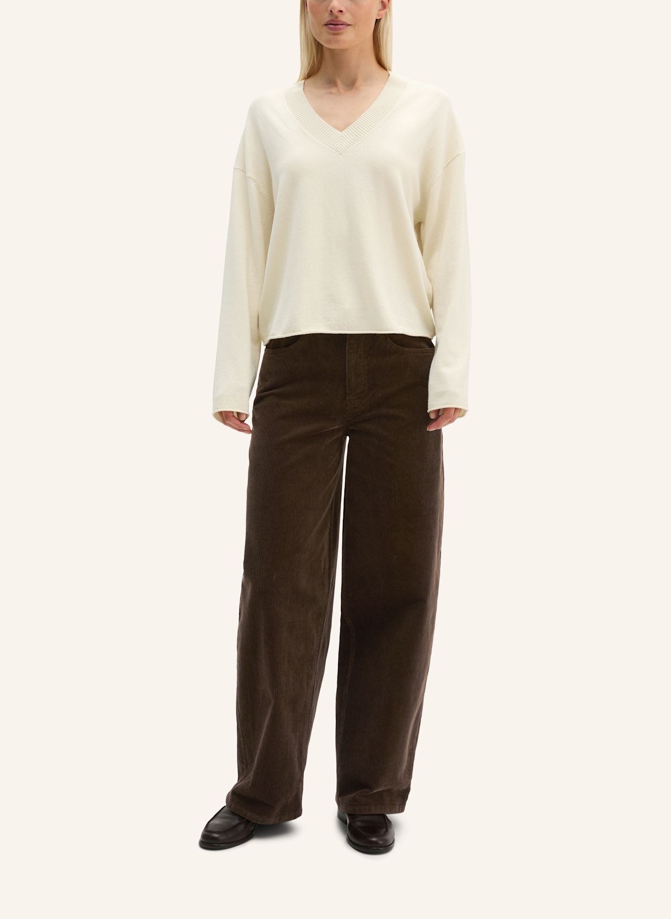 Marc O'Polo V-Neck-Pullover: CREME