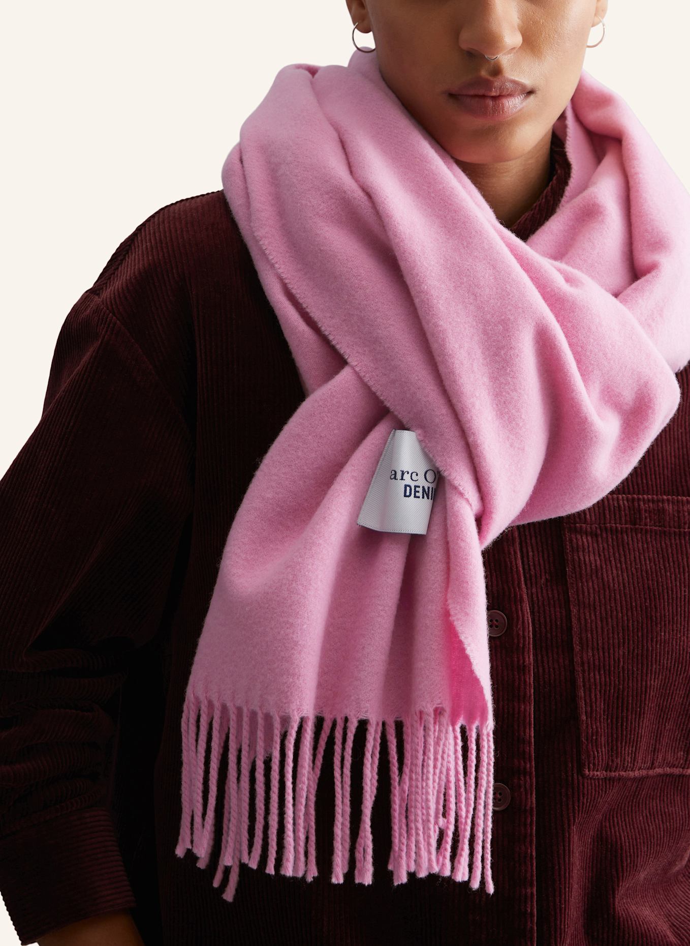 Marc O'Polo DENIM Fransenschal, Farbe: PINK (Bild 3)