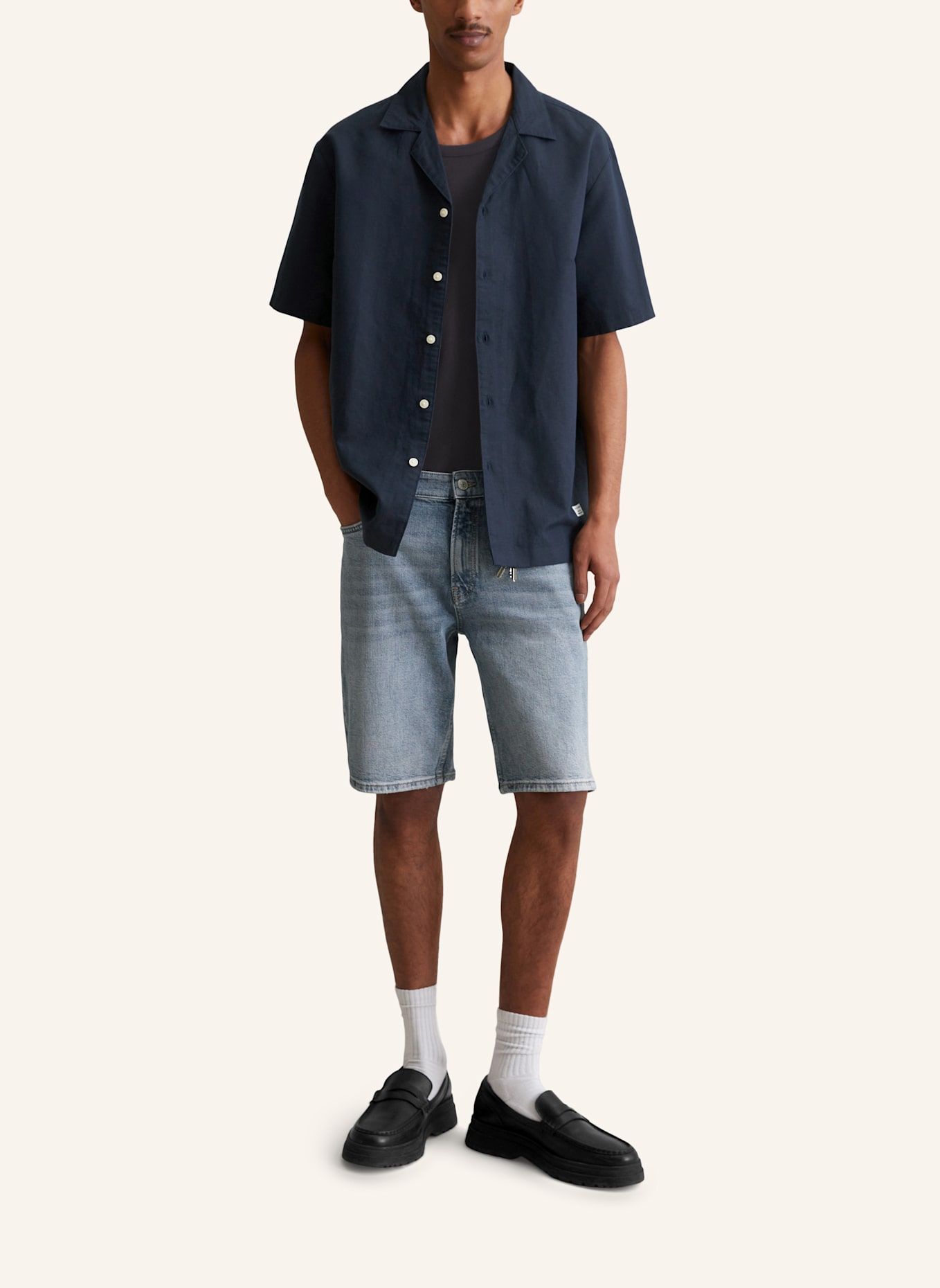 Marc O'Polo DENIM Kurzarm-Hemd: DUNKELBLAU