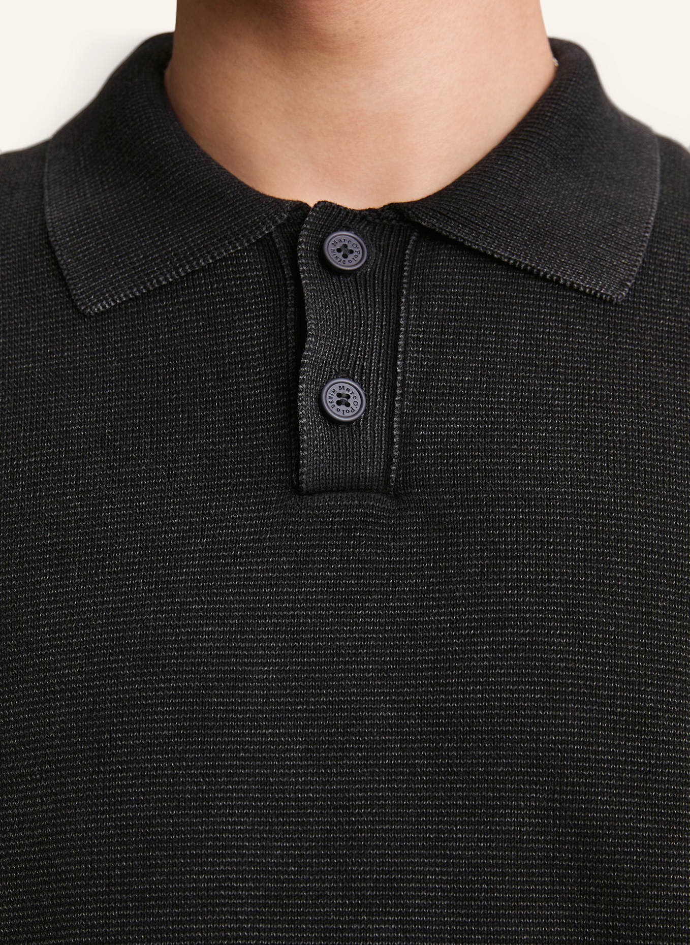 Marc O'Polo DENIM Strick-Poloshirt: SCHWARZ