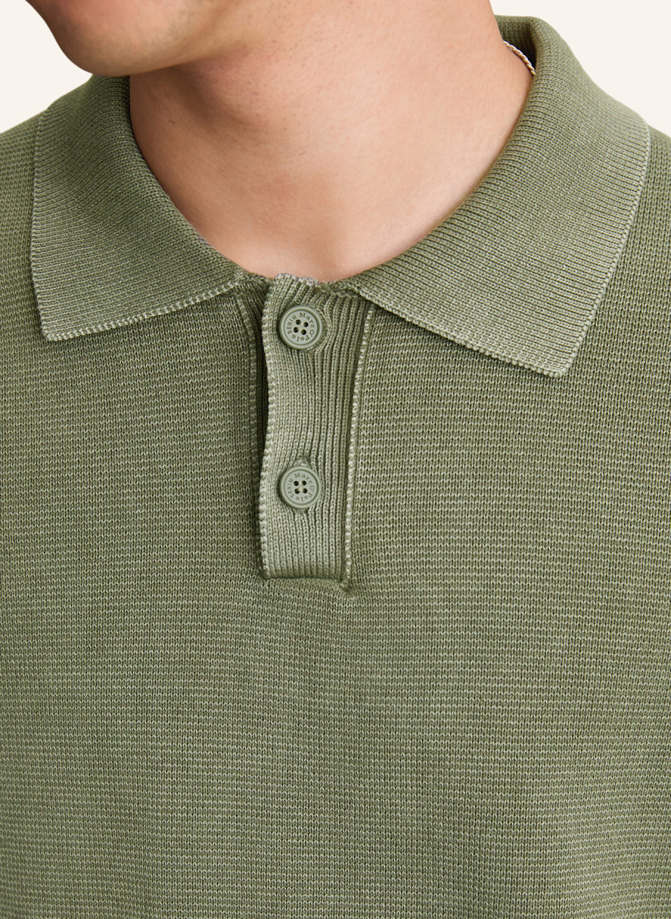 Marc O'Polo DENIM Strick-Poloshirt: DUNKELGRÜN