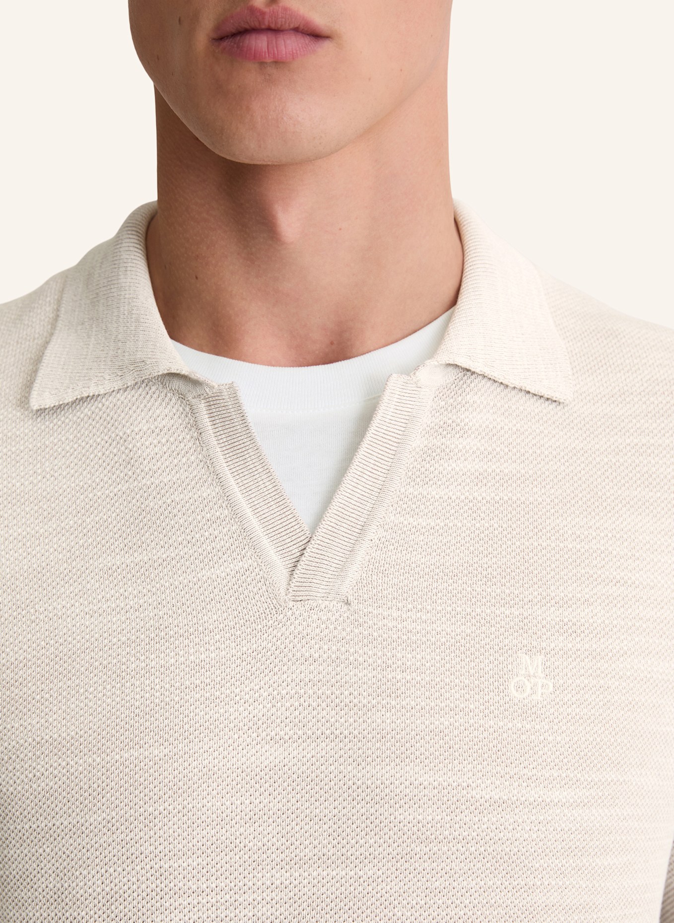 Marc O'Polo Strick-Poloshirt: BEIGE